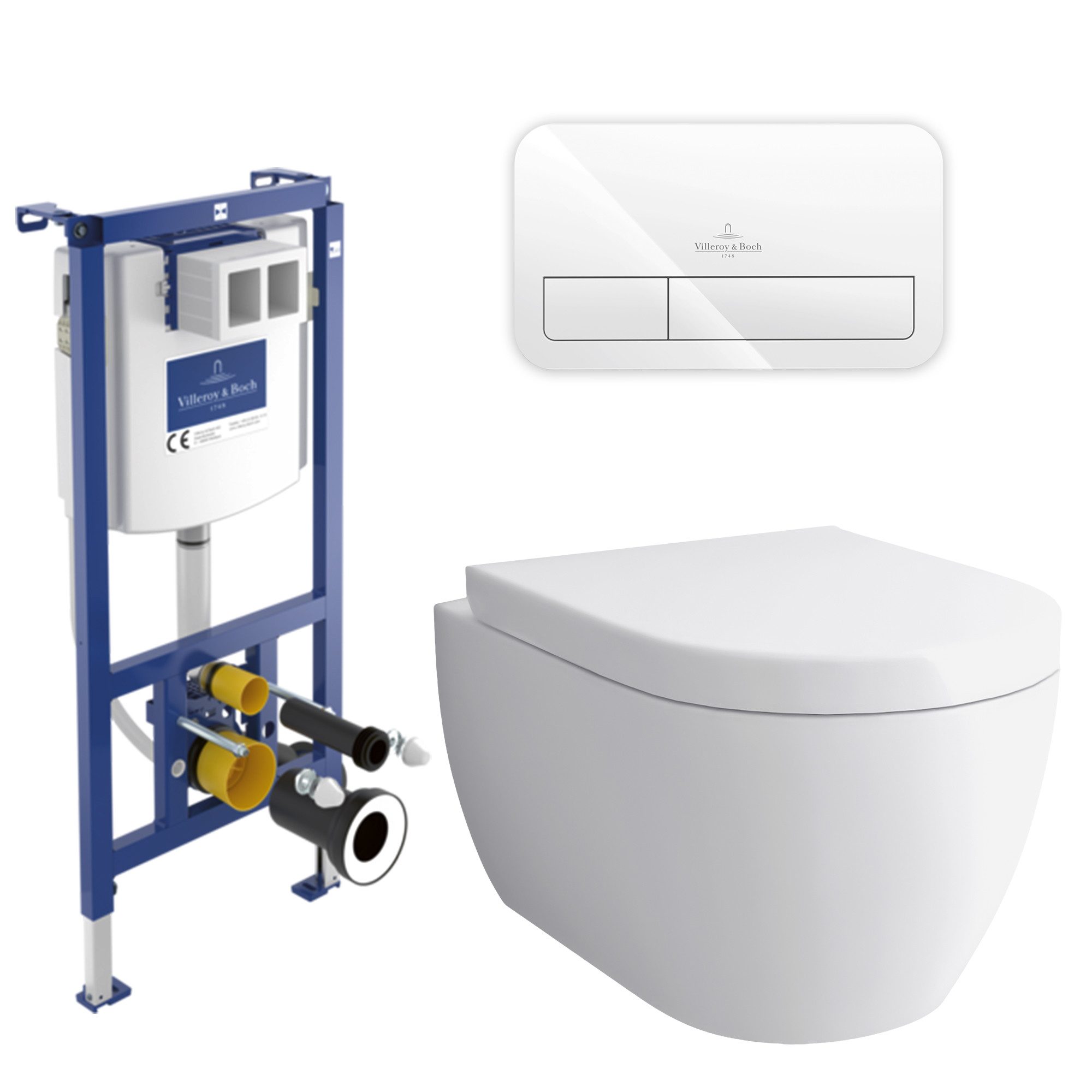 Alpenberger Vorwandelement WC mit Bidet Funktion + Villeroy & Boch Spülkasten und Betätigungsplatte