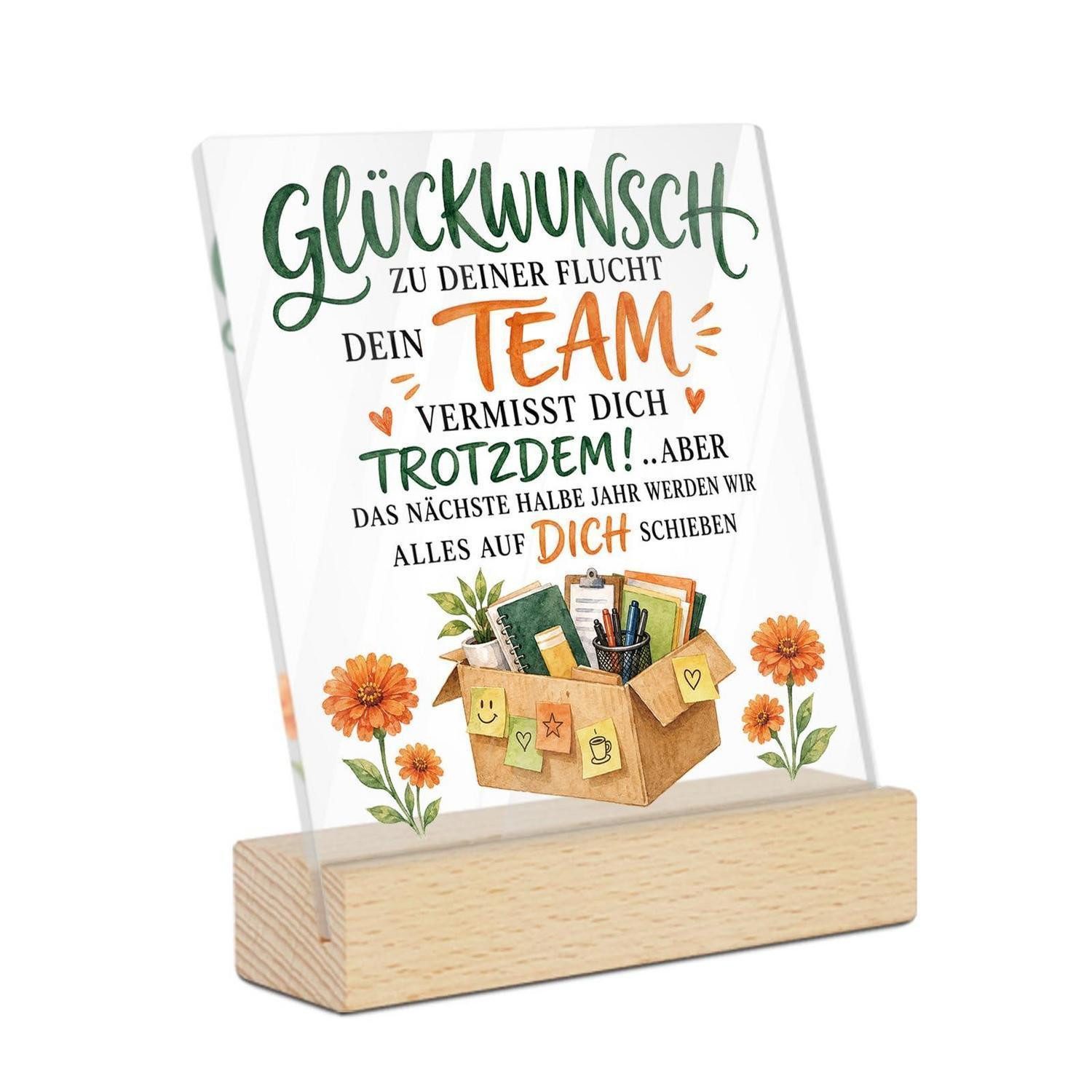 LuxusKollektion Wanddekoobjekt Acryl Aufsteller Team Abschied Geschenk