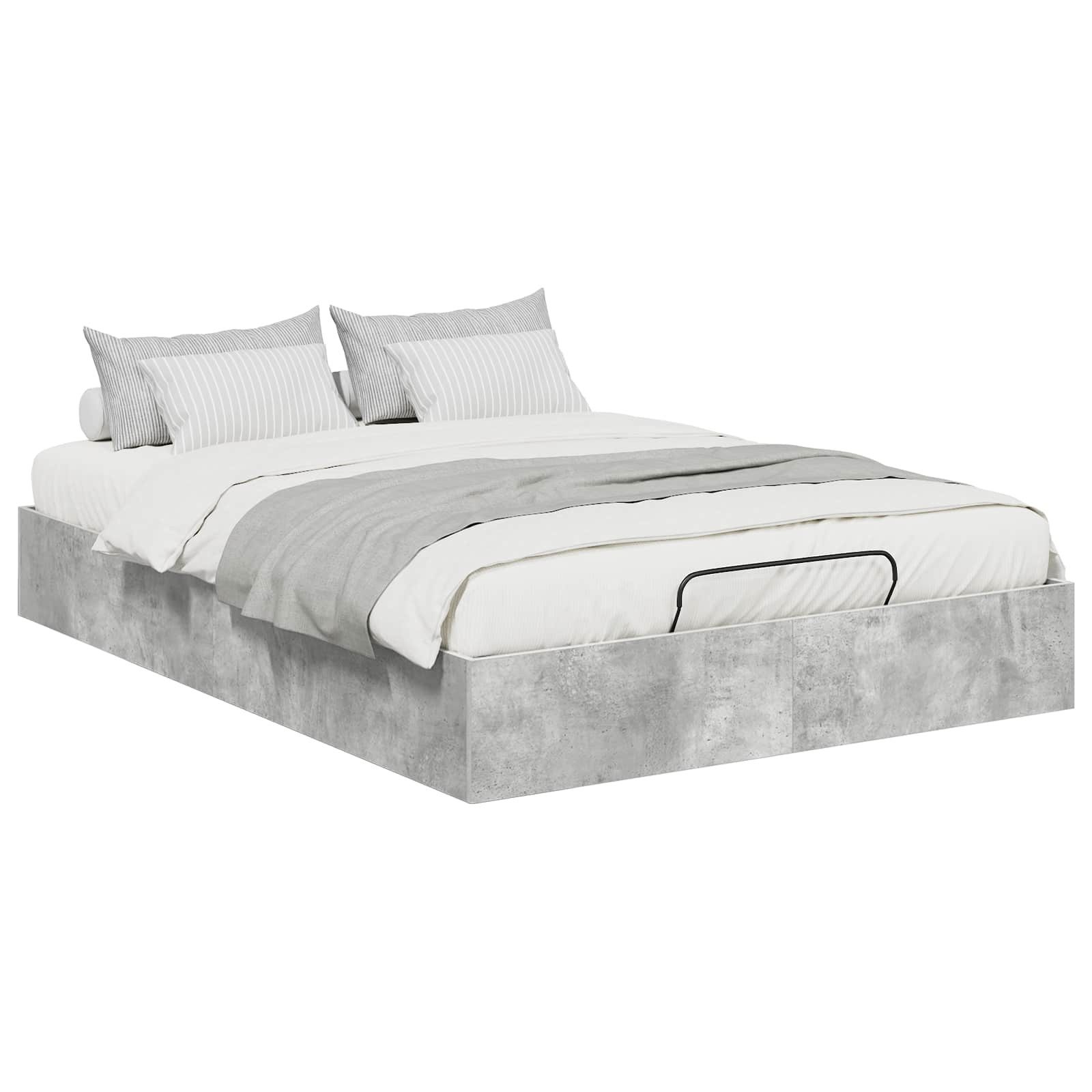 furnicato Stauraumbett Ottoman Bettgestell 150 x 200 cm Betongrau (1-tlg), Gaslift-System mit Stauraum Bettrahmen für dein Schlafzimmer