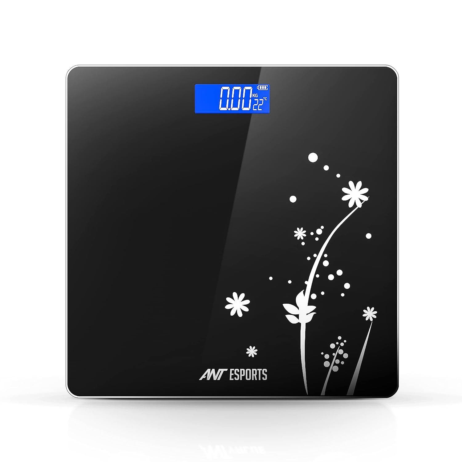 ANT ESPORTS Personenwaage Flora Wave Digitale Personenwaage, Tragkraft 180 kg, Tragbares, Hochpräziser Sensor, Automatische Abschaltung