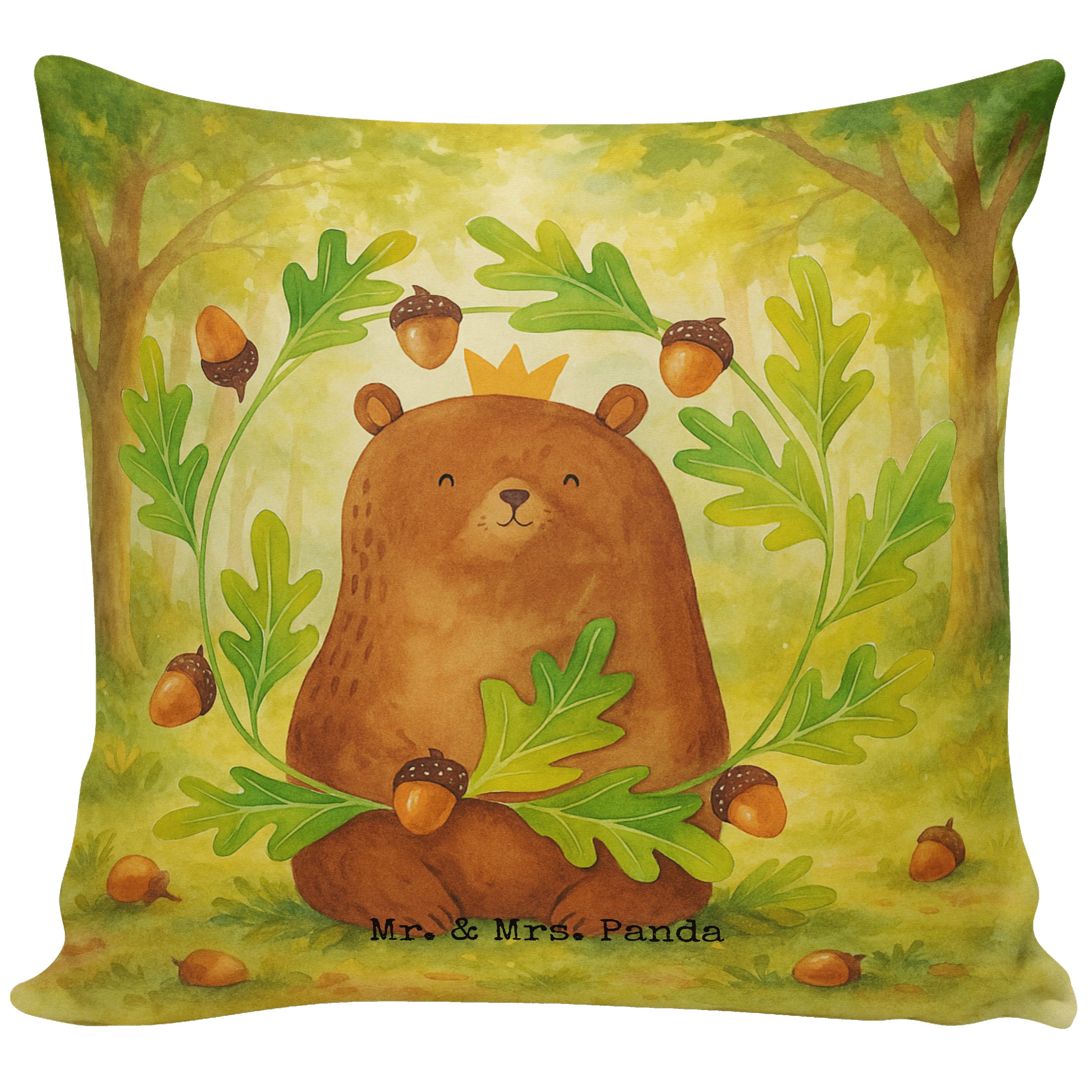 Mr. & Mrs. Panda Dekokissen Bär König Design, Kissen 40x40, Weiß, Vatertag, Sofa, Teddy, Polster, Papa Bär flauschkissen Dekokissen Sofa
