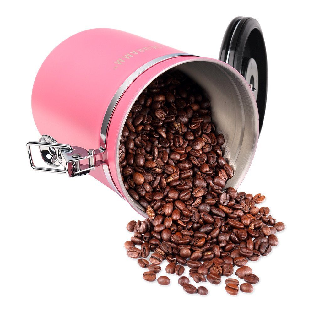 pink 15cm mit Schramm® Farben aus ml Edelstahl Höhe: Dosierlöffel Kaffeebehälter 1500 Kaffeedosen in 10 Kaffeedose Schramm Kaffeedose