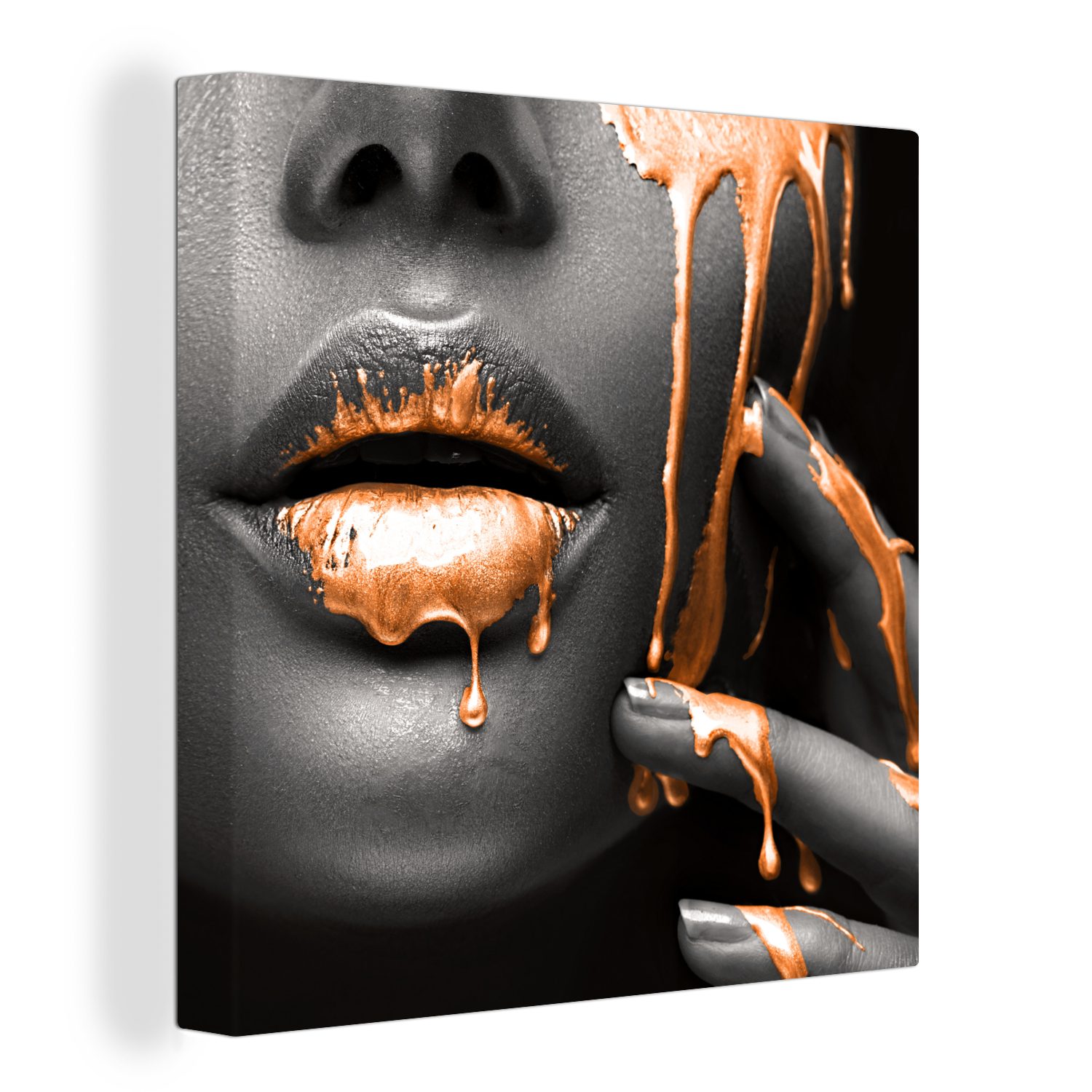 OneMillionCanvasses® Leinwandbild Lippen - Orange - günstig online kaufen