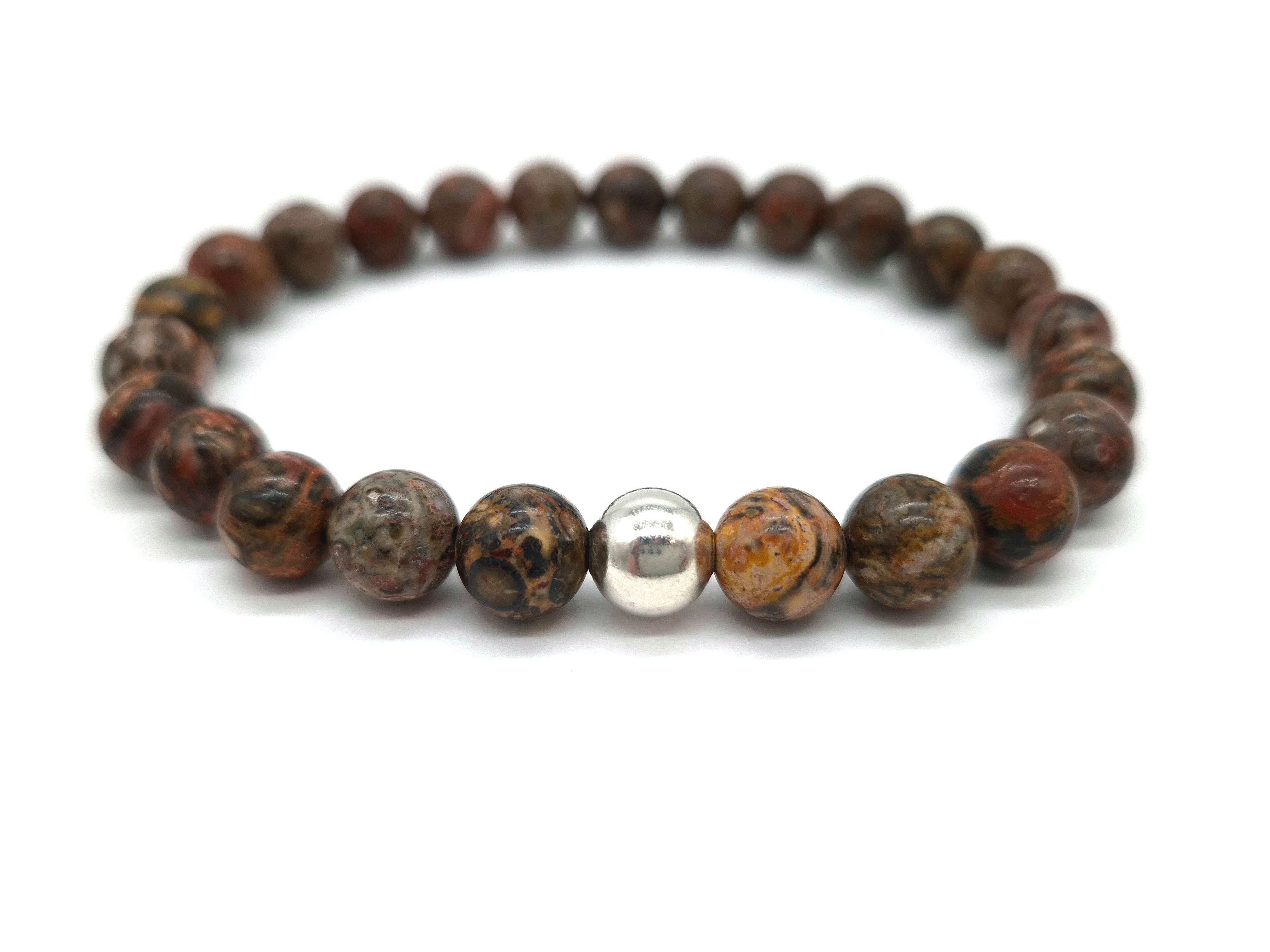 NAHLE Perlenarmband 925 Silberperle Armband Naturstein, handmade
