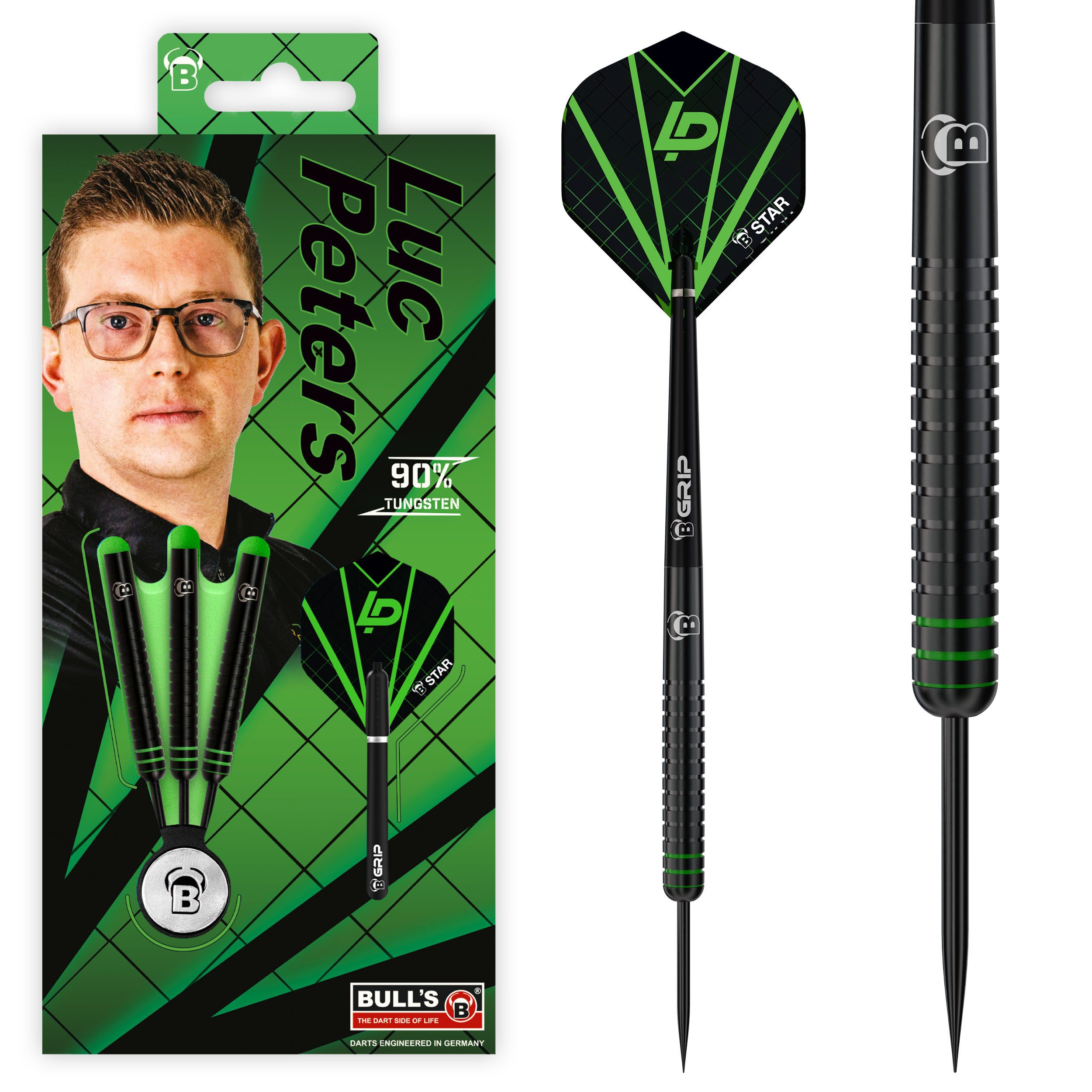 Dartpfeil Bull´s Steeldarts Luc Peters,90% Tungsten, 22g. Schwarz