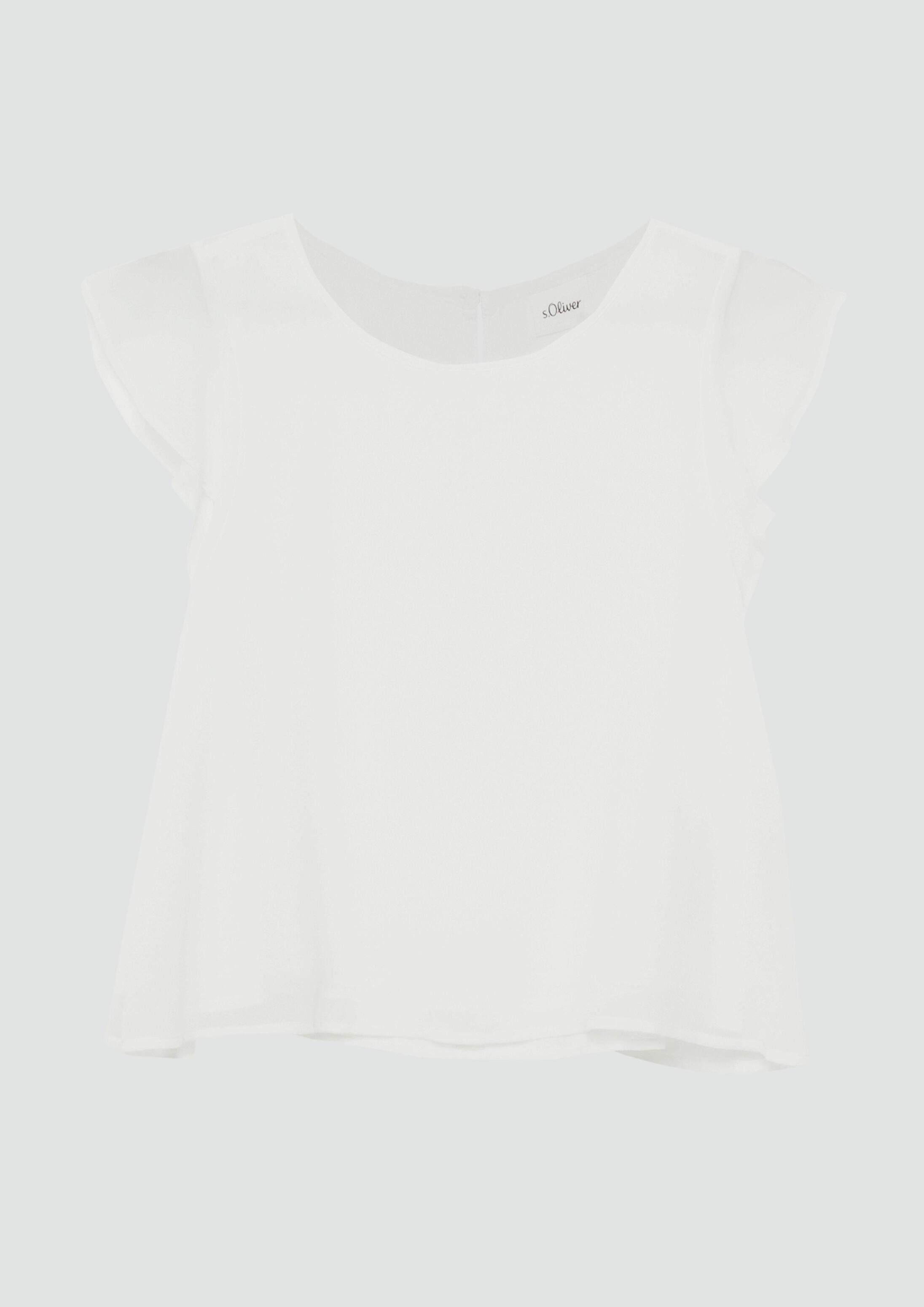 s.Oliver Kurzarmbluse Bluse Chiffon-Bluse mit Volantärmeln und A-Linie