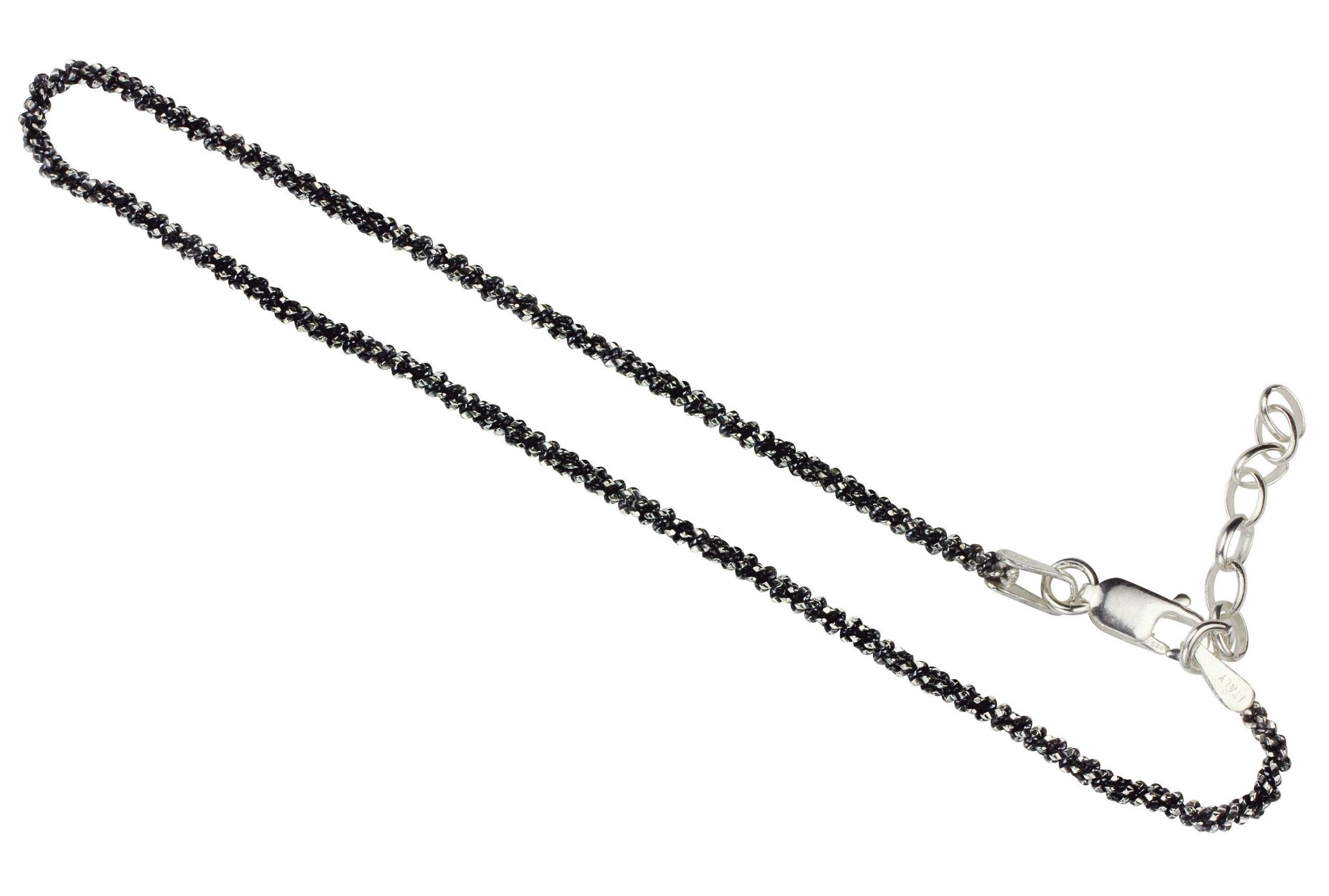 SILBERMOOS Silberarmband Diamantiertes Criss-Cross-Armband geschwärzt, 925 Sterling Silber
