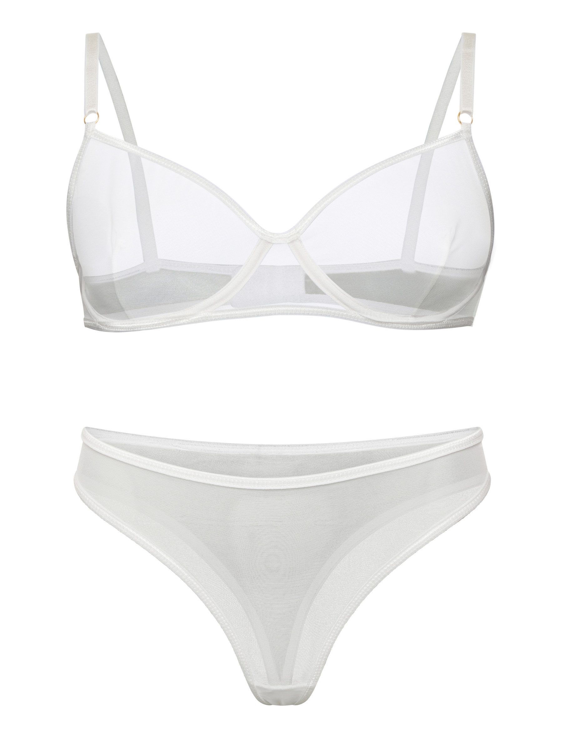 Elegant Love Set: Bügel-BH Sexy Dessous-Set – Unterwäsche für Damen (Set, 2-tlg., mit Tanga) Reizwäsche – Transparentes Mesh-BH-Set