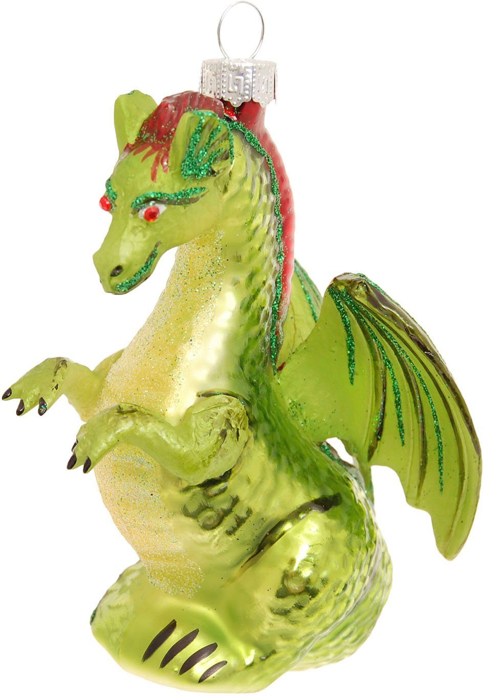 Krebs Glas Lauscha Christbaumschmuck Glasornament Drache, Höhe ca. 12 cm (1-tlg), Weihnachtsdeko, Weihnachtsbaumkugel, Christbaumkugeln aus Glas