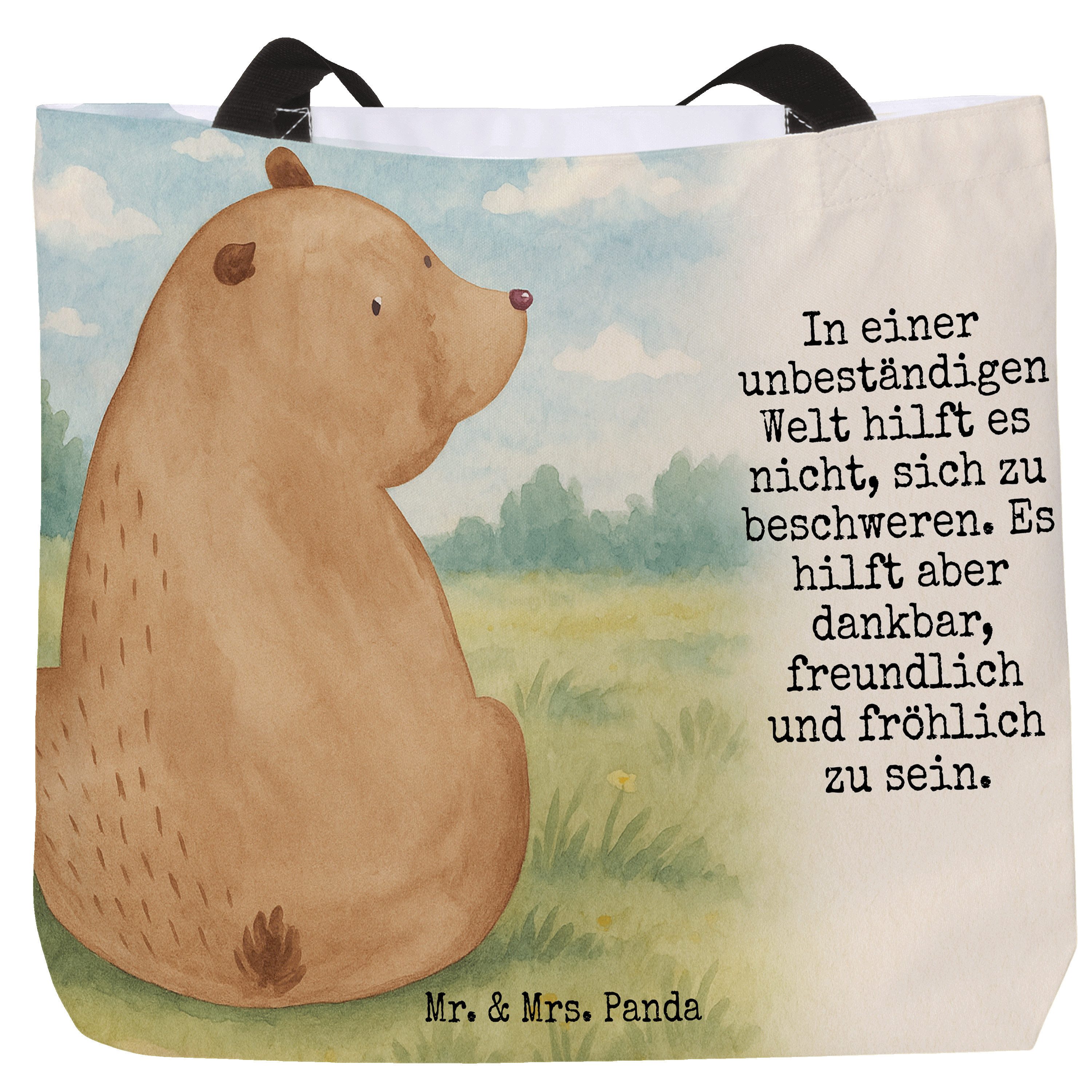Shopper Bär Schulterblick Design, Tote Bag, Weiß, Reisetasche, Tasche, Laptop
