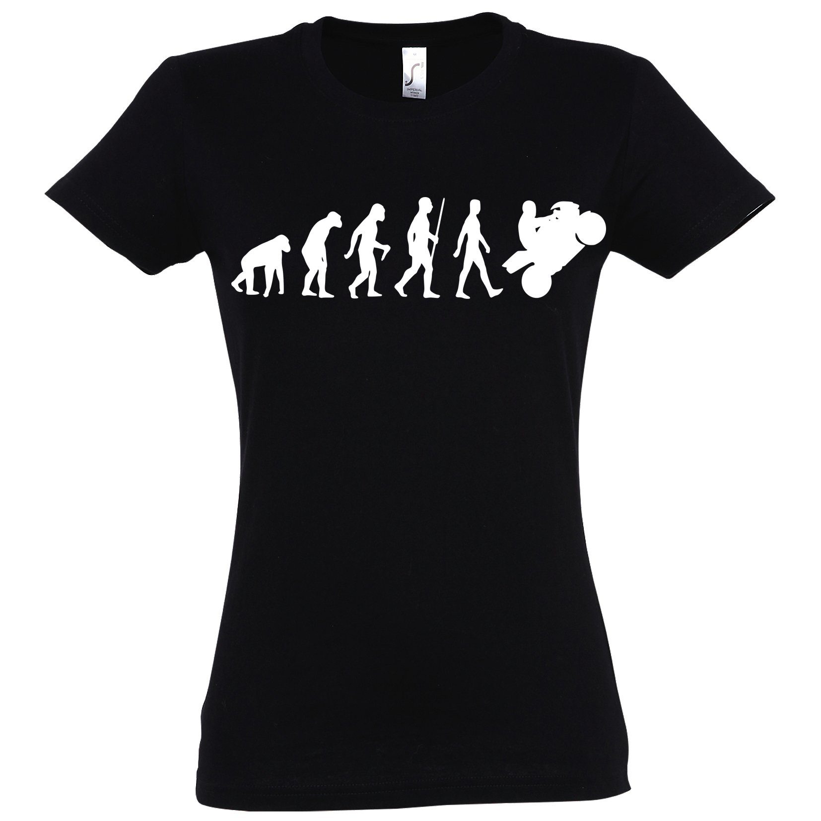 Youth Designz T-Shirt Evolution Motorrad Damen T-Shirt mit trendigem Motiv Schwarz