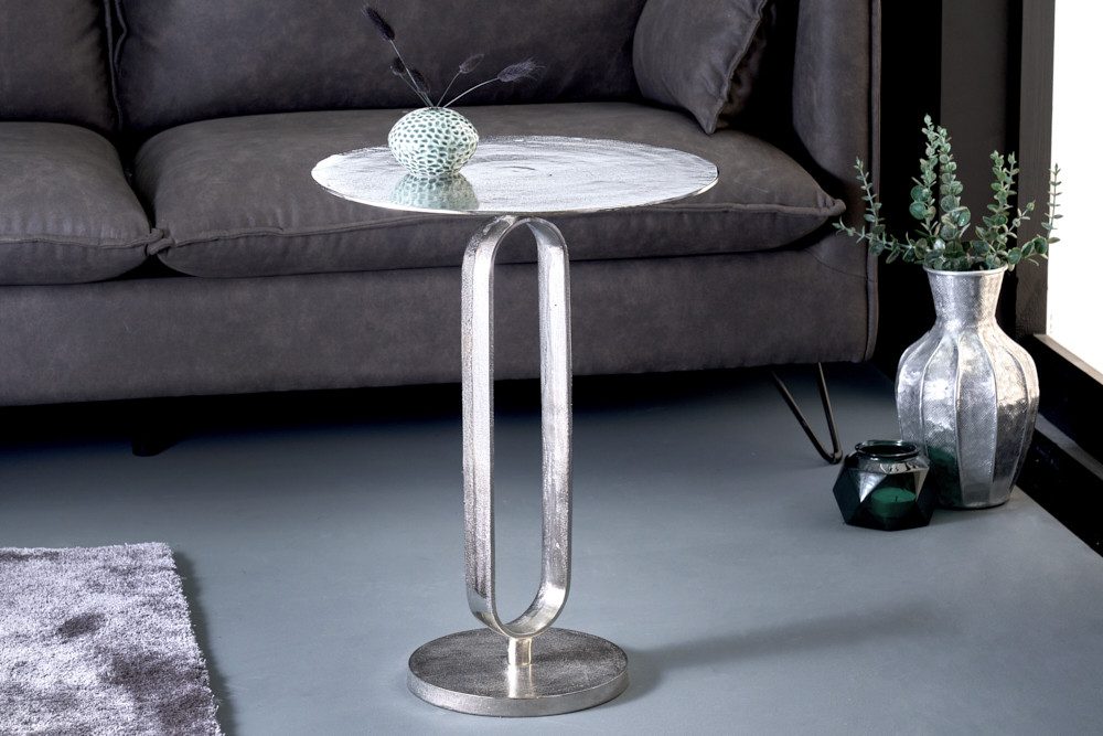 riess-ambiente Beistelltisch ELEGANCE 60cm silber (Einzelartikel, 1-St), Wohnzimmer · Aluminium-Metall · rund · handmade · Modern Design