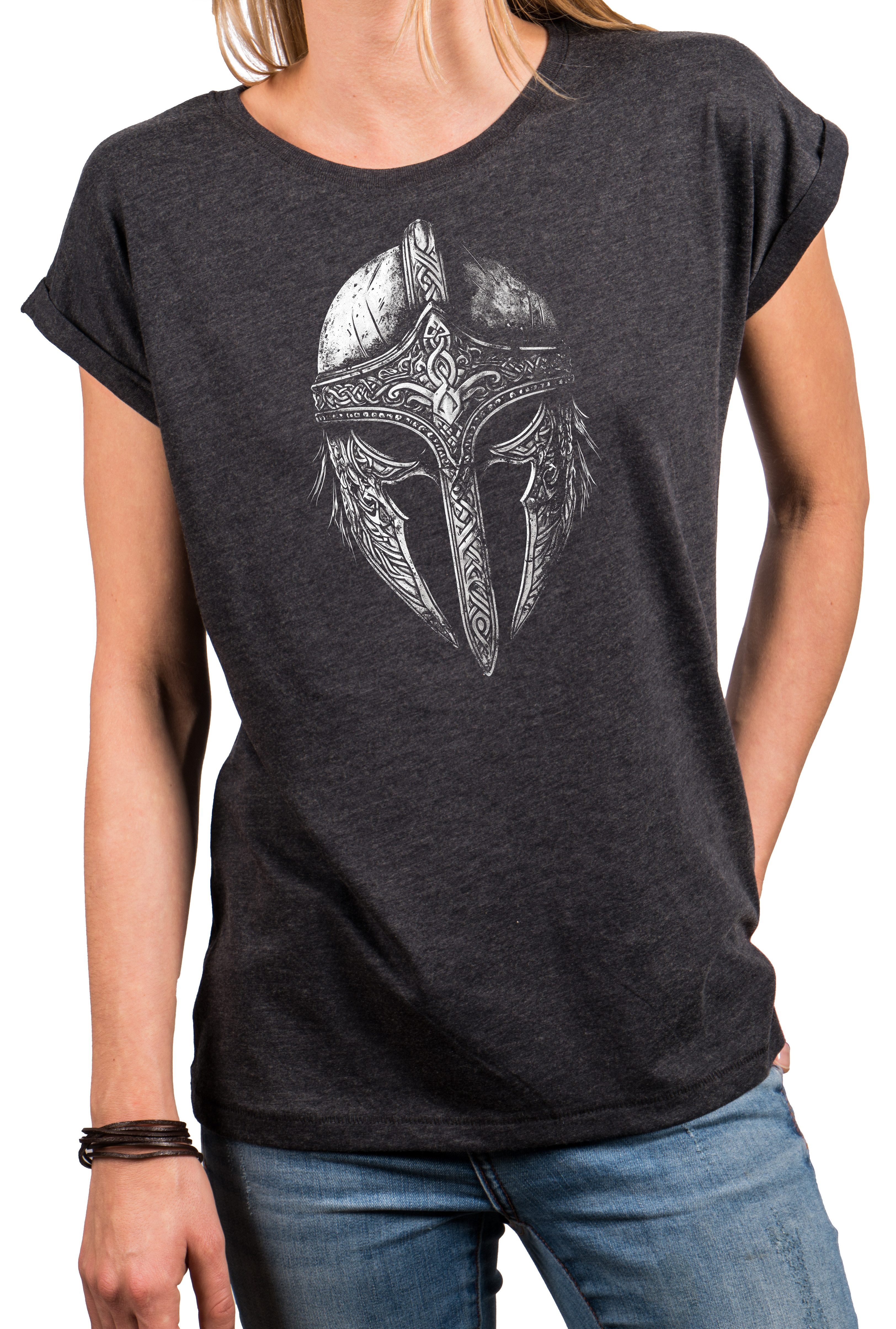 Print-Shirt Wikinger Helm Viking Kurzarm Top für Damen
