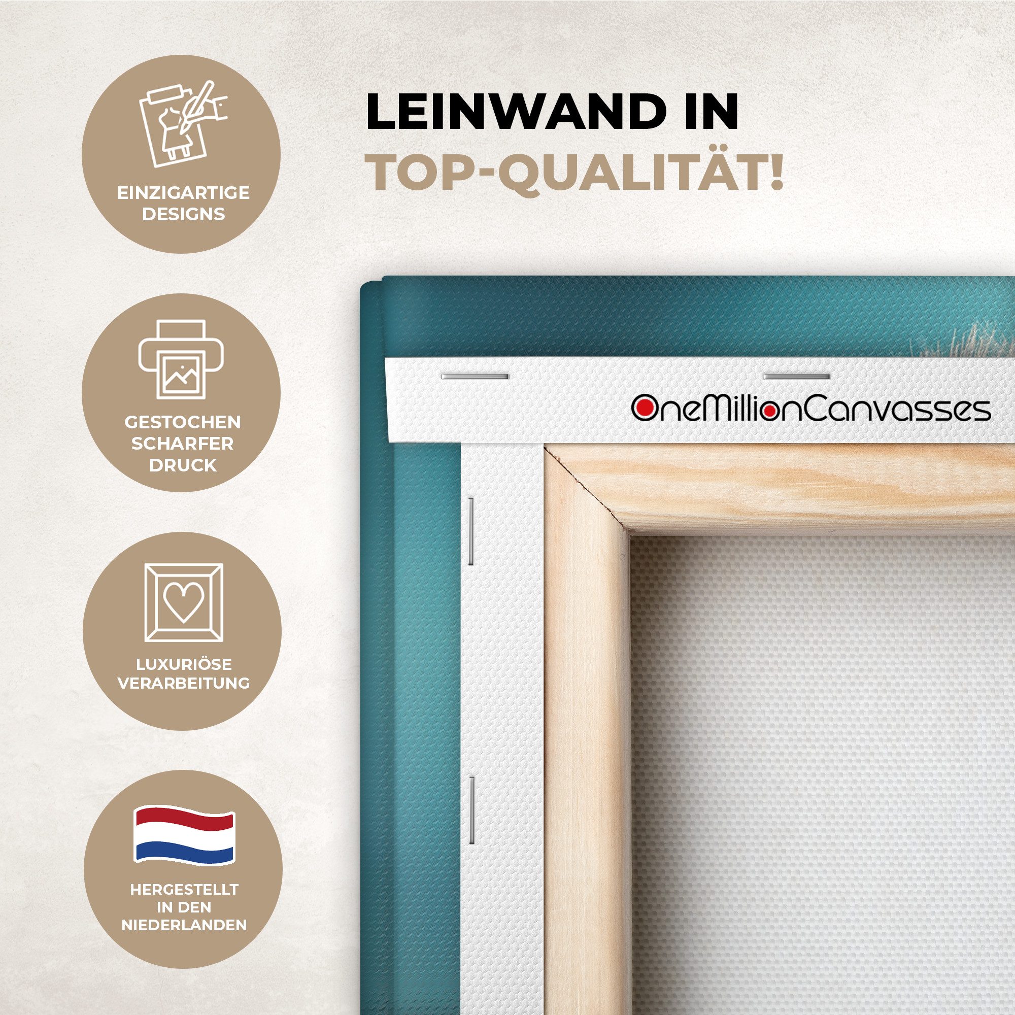 OneMillionCanvasses® Leinwandbild Löwenzahn - Natur - Blumen - Blau, Fotodruck (1 St), Leinwand Bilder Klein, Wand Dekoration Aesthetic 30x20 cm