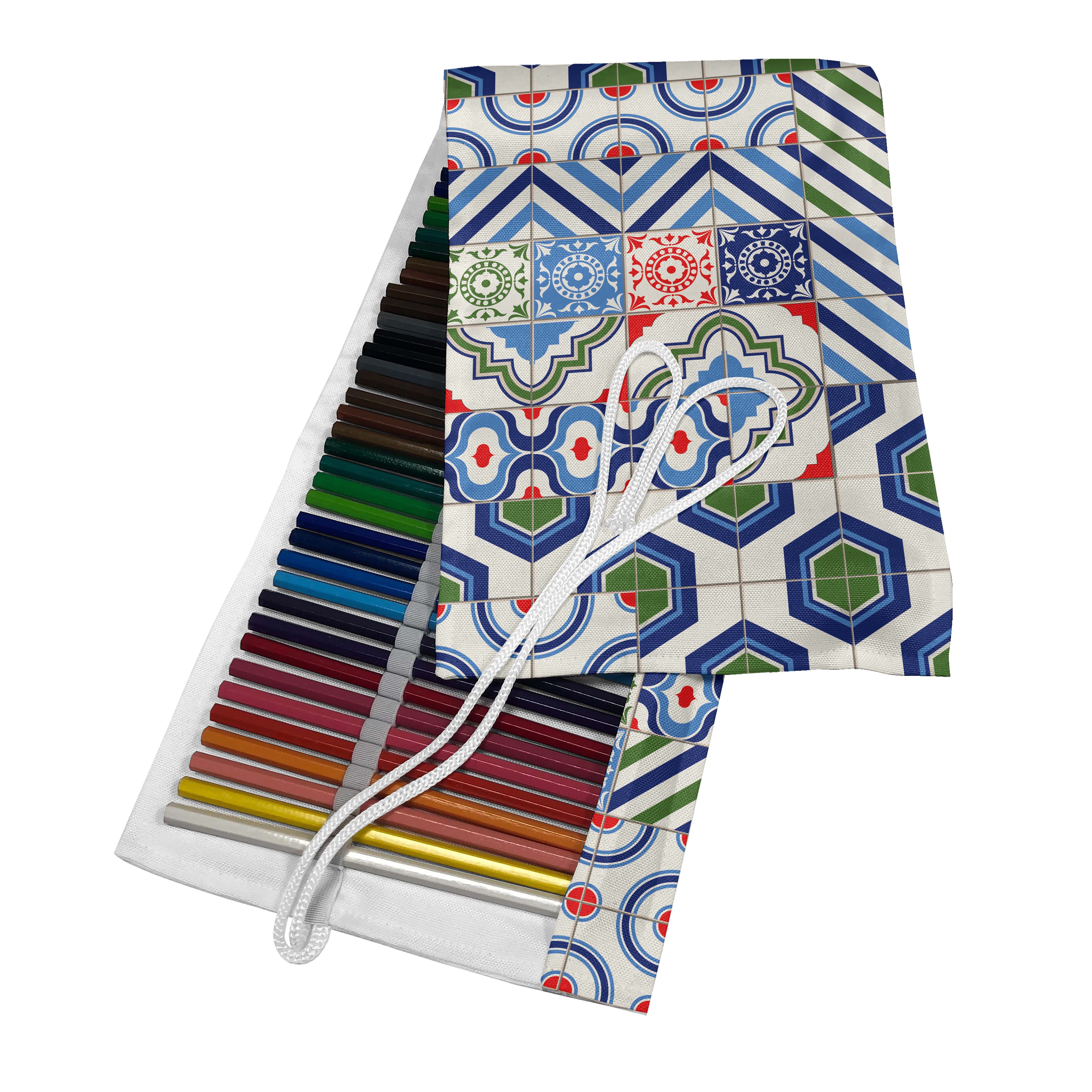 und Motive marokkanischen Design Federmäppchen Mehrfarbig der Organizer, Stiftablage tragbar Segeltuch Abakuhaus langlebig Jahrgang