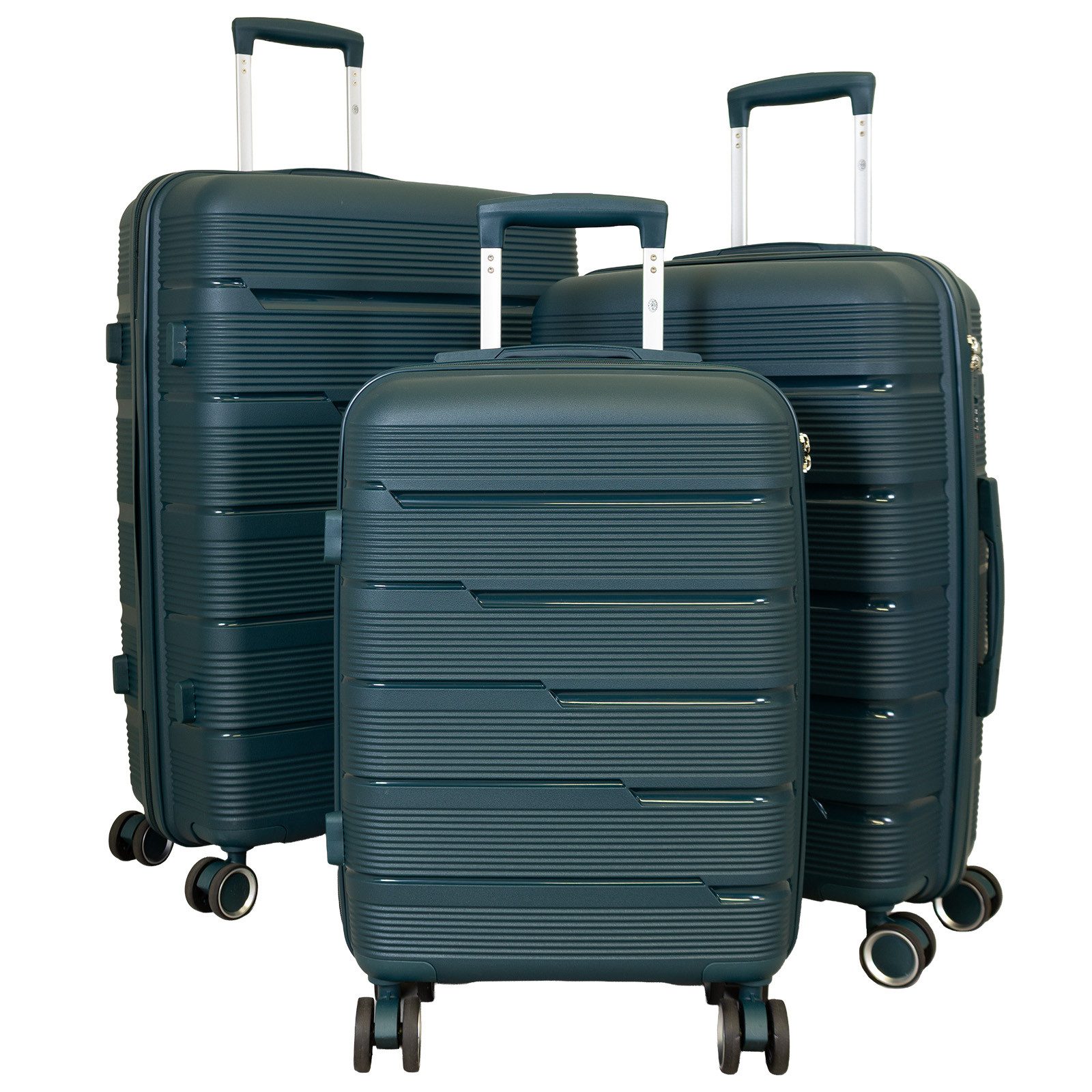 Trendyshop365 Kofferset Kofferset 3tlg Aruba, 4 Rollen, (Hartschale, 3 tlg., Reisekoffer)