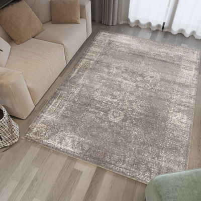 Designteppich Vintage Teppich für Wohnzimmer - Vintage Look - Grau, Mazovia, 200 x 300 cm, Vintage, Höhe 8 mm, Kurzflor - niedrige Florhöhe