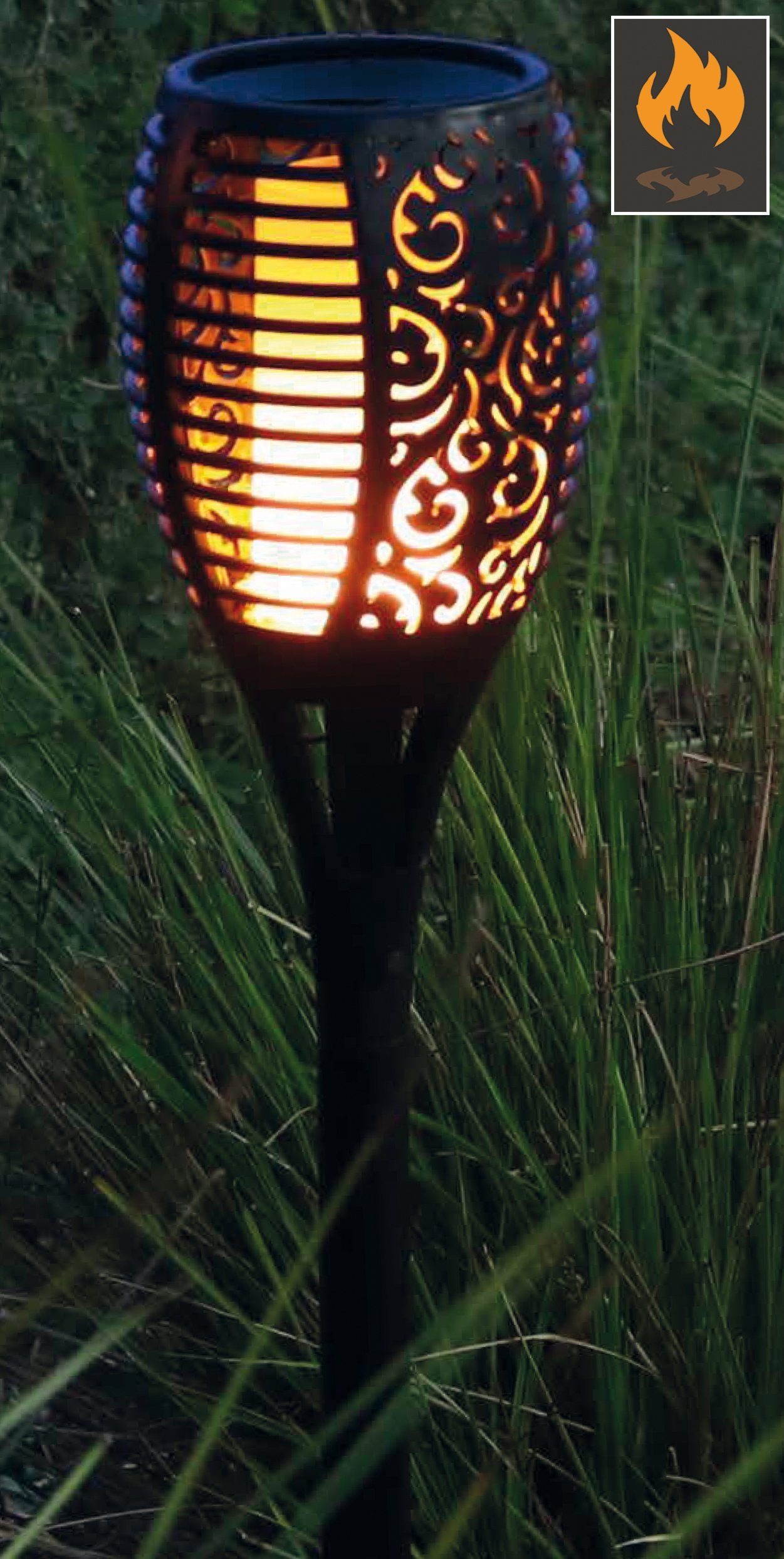 FHS LED Gartenfackel »FHS Solar Gartenfackel mit 72 LED Flammeneffekt,  Kunststoff schwarz« online kaufen | OTTO