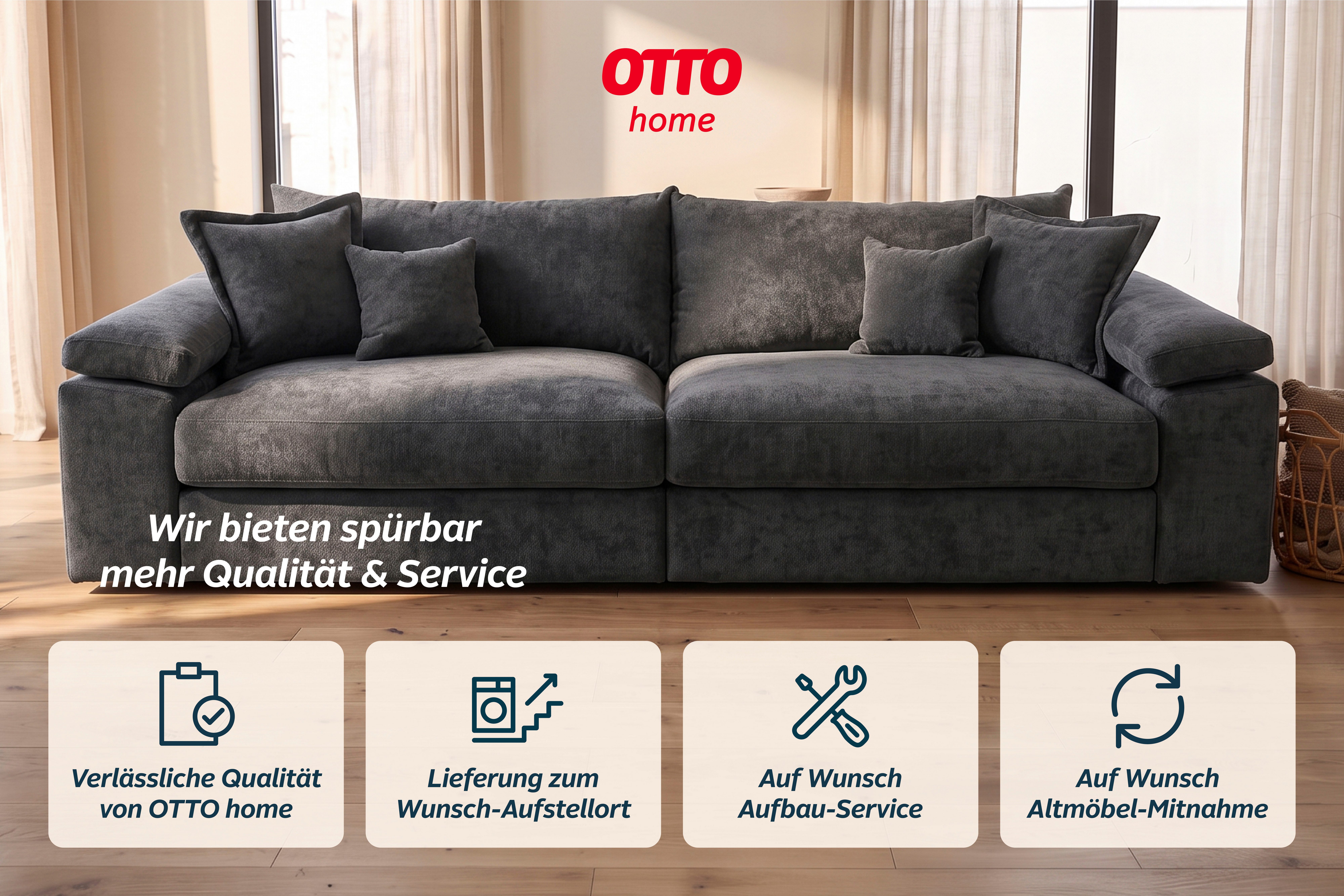 OTTO home Big-Sofa Soft&Cosy XXL, B: 303 cm - OTTO. Verlässliche Qualität., Mega-Sofa, Cord oder Chenille-Struktur, mit Federkern & 4 Zierkissen – Bild 4 von 5