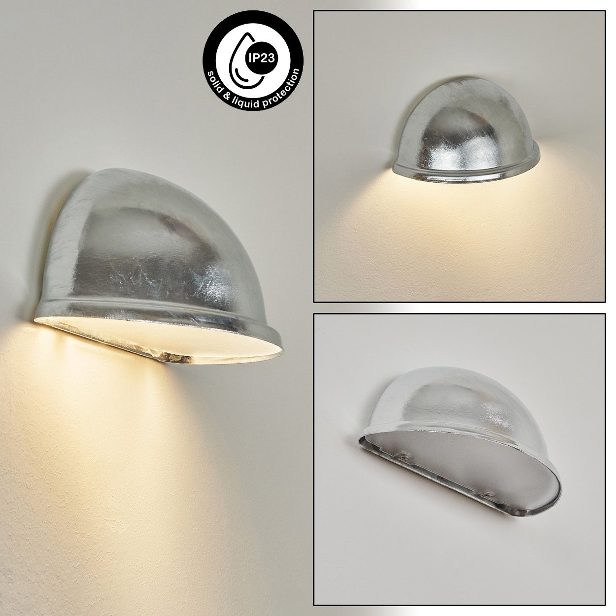Gimignano« Wandlampe, IP23 Außen-Wandleuchte ohne E14, Leuchte »San aus Verzinkt/Weiß, Leuchtmittel, mit hofstein Metall/Glas Außenleuchte Lichteffekt, in