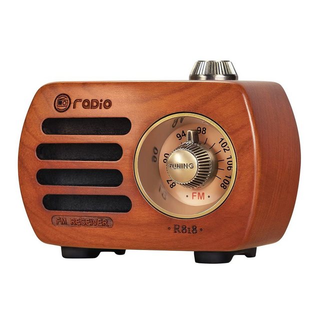 GelldG »Holz Retro Radio mit Bluetooth Lautsprecher, Tragbares FM UKW Radio klein, Wiederaufladbares Radio, Basslautsprecher mit exzellenter Bassqualität, unterstützt AUX Eingang (Kirschholz)« Radio  - Onlineshop OTTO