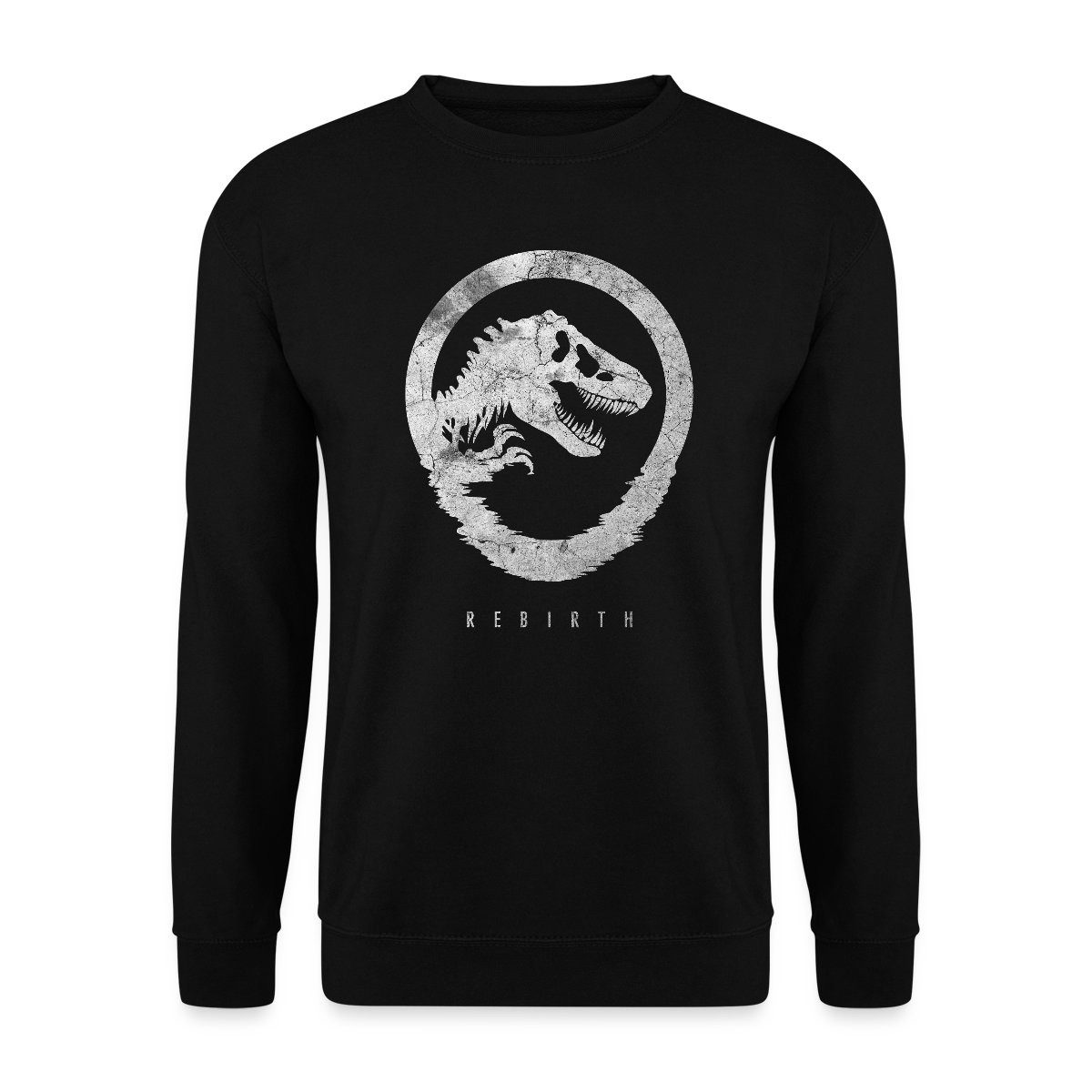 Sweatshirt Jurassic World Rebirth Logo Mit T-Rex Im Steinlook Unisex Pullover