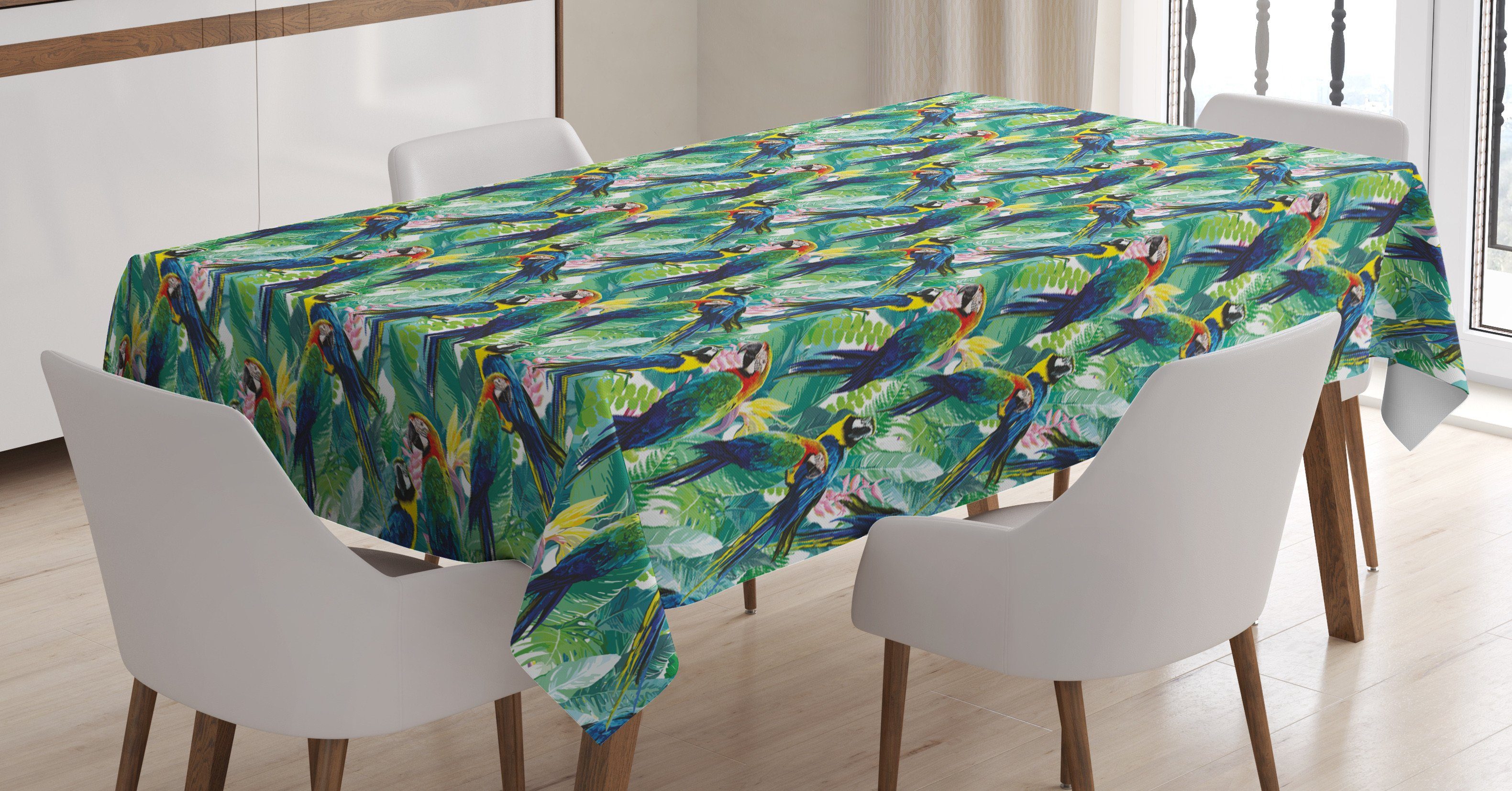 Abakuhaus Tischdecke Klare Papageien den Waschbar Bereich Außen Vögel Ara Farbfest Farben, Scarlet geeignet Für