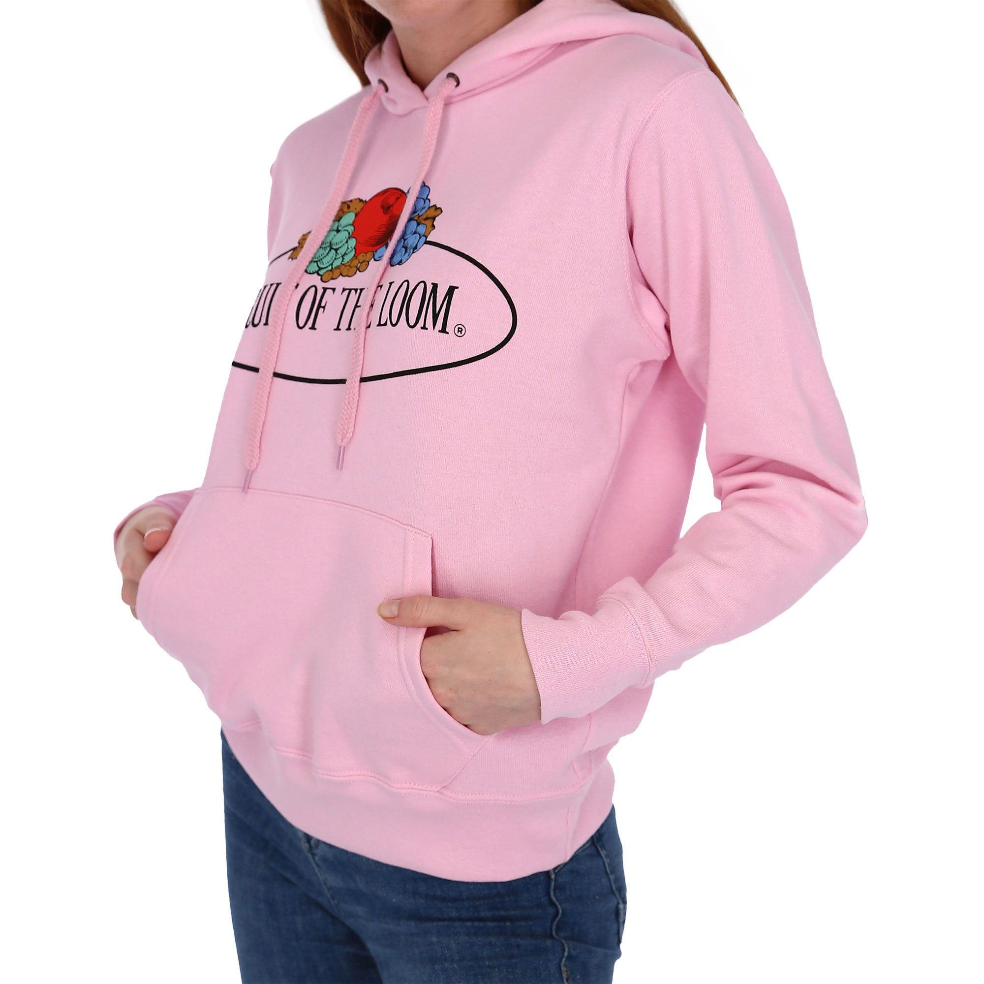 Fruit of the Loom Kapuzensweatshirt Damen Kapuzenpullover mit Vintage-Logo