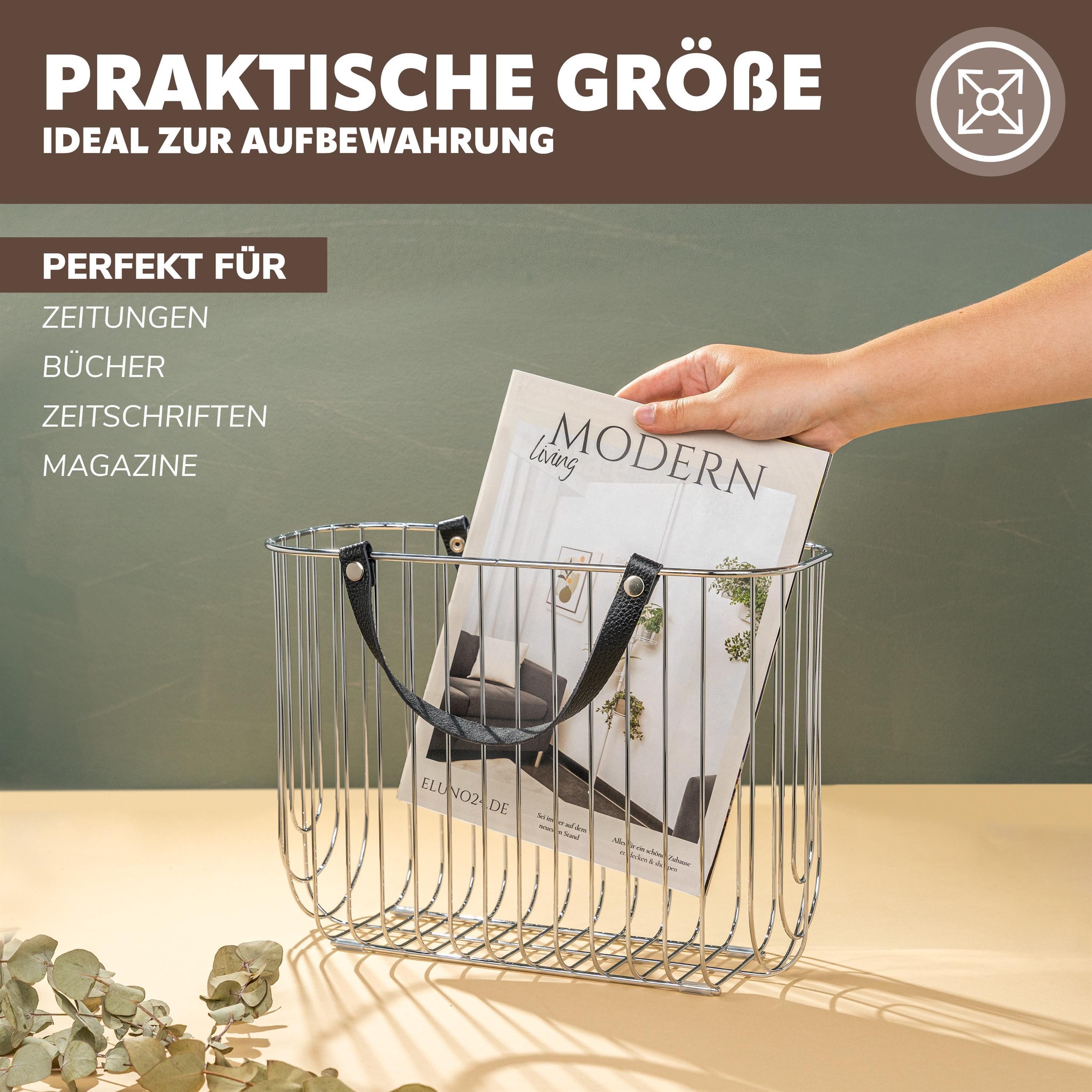 eluno Zeitungsständer Zeitungsständer, Metall mit Tragegriffen Zeitungsablage Magazinhalter