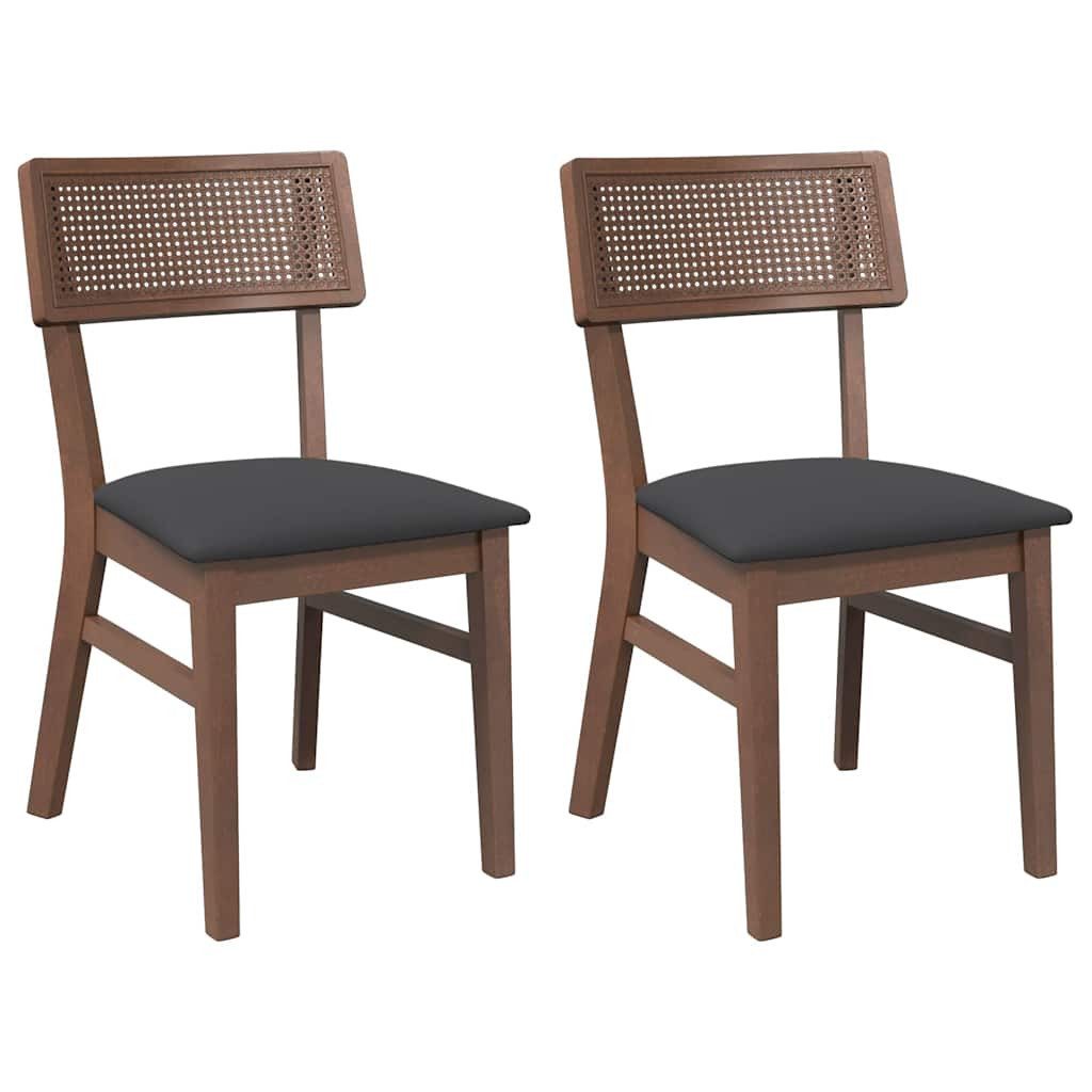 vidaXL Stuhl 47 x 50 x 815 cm Esszimmerstühle mit Kissen 2 Stk Braun Massivholz Gum