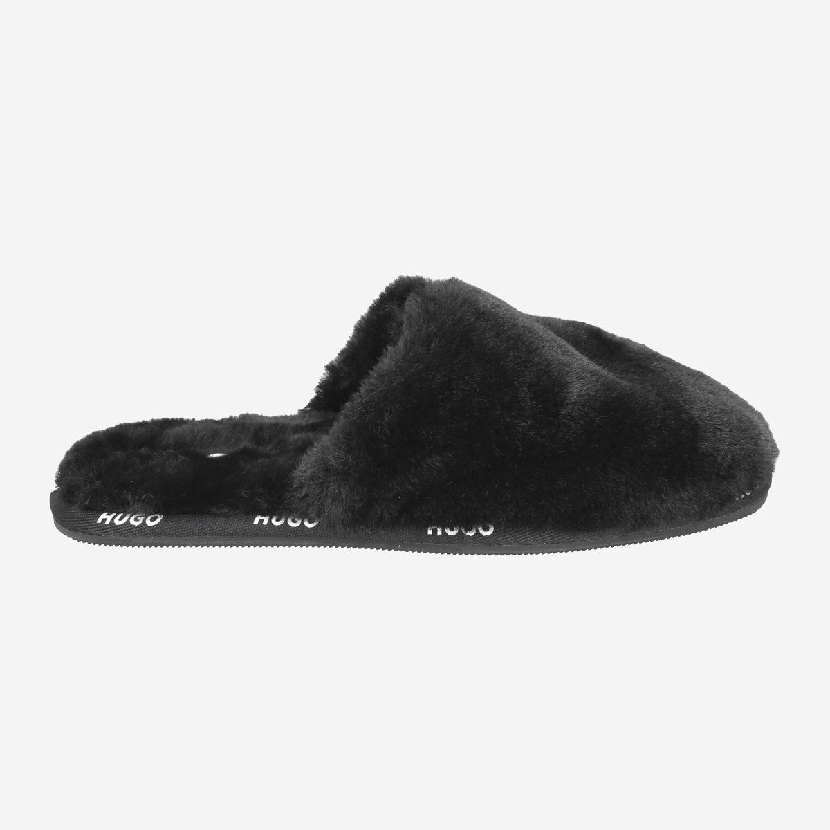 HUGO 50474400 001 Cozy_Sild_fur, Hausschuhe in Schwarz für Damen Hausschuh