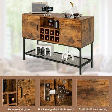 COSTWAY Sideboard, Küchenschrank mit Ablage & Fächern, Holz, 120x40x85cm