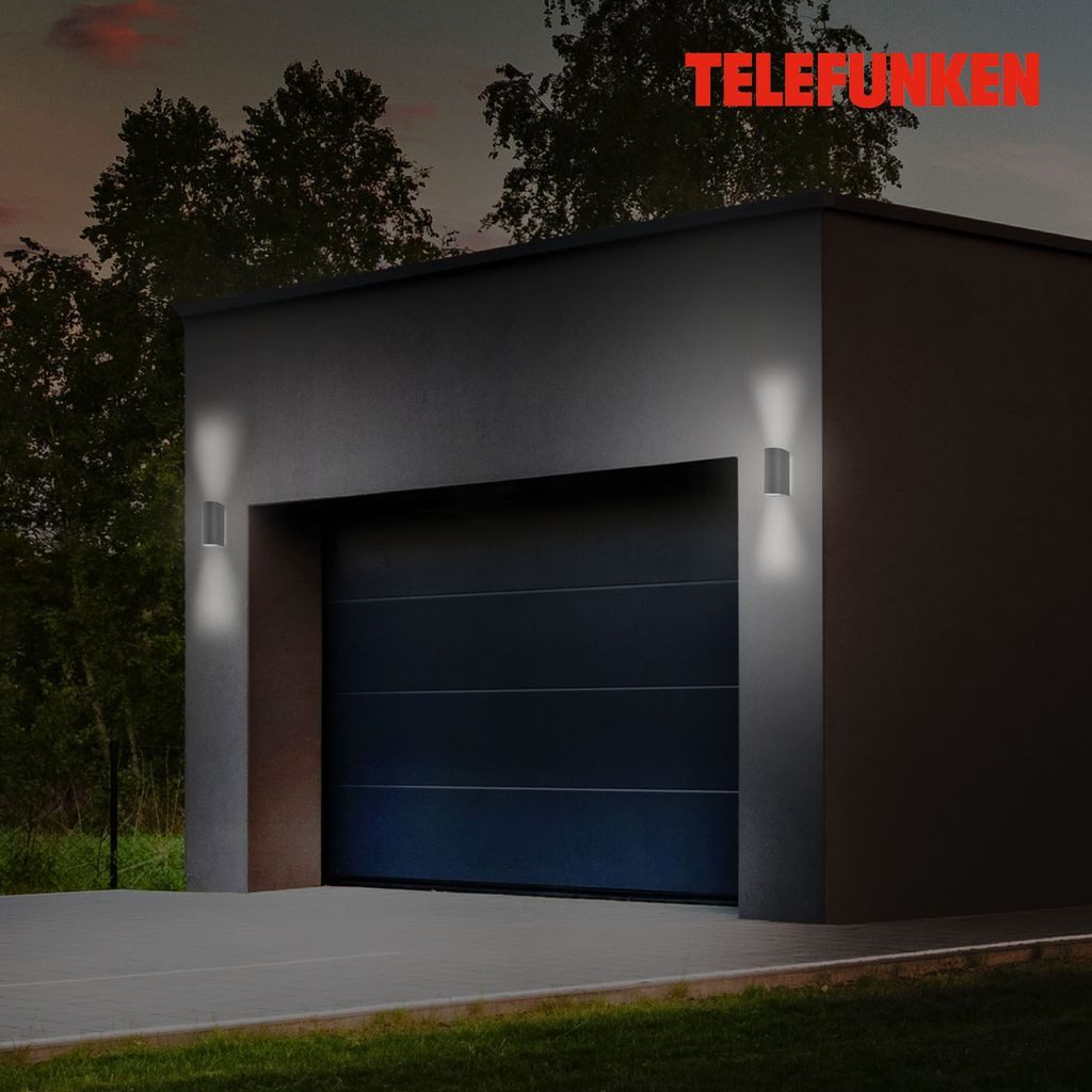 Telefunken Wandleuchte 308005TF, LED wechselbar, 2700K - Extra-Warmweiß, Außenleuchte IP44 4000K 800lm 10W 15,1x6,7x9,2cm