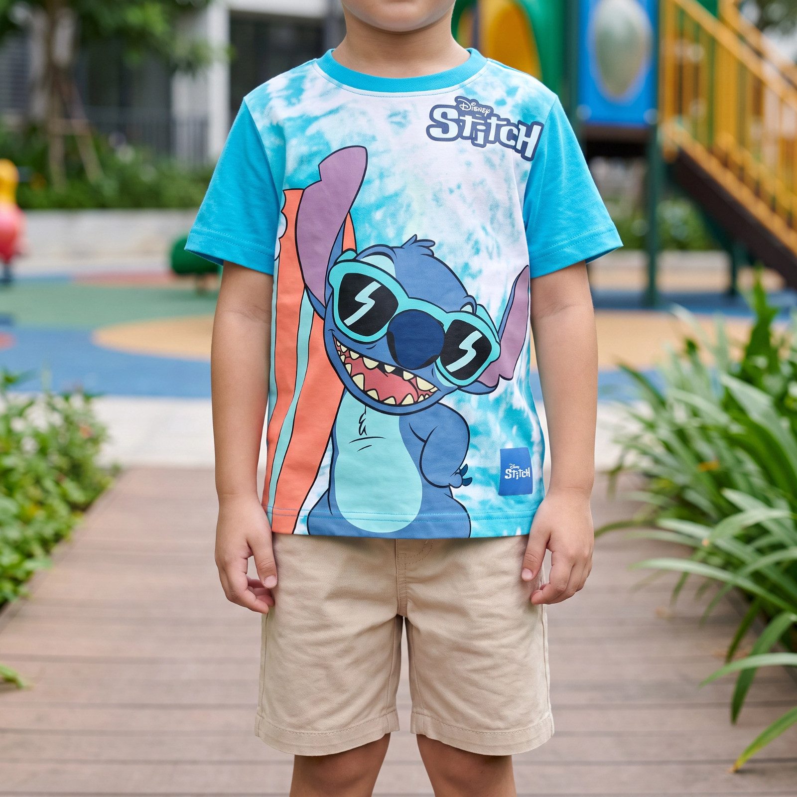 Disney Print-Shirt Disney Lilo & Stitch Jungen T-Shirt 98–110 Blau 100% Baumwolle