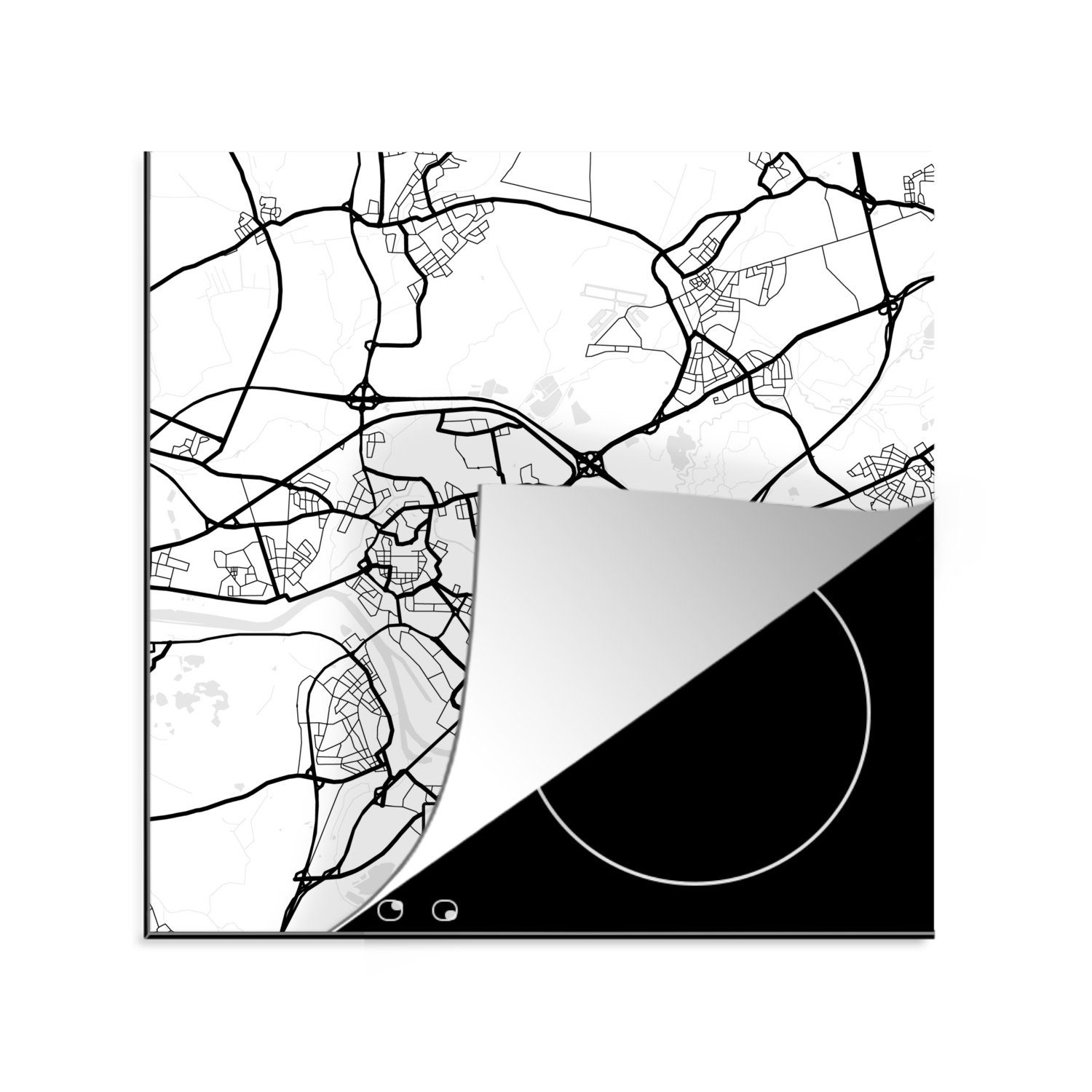 MuchoWow Herdblende-/Abdeckplatte Karte - Hanau - Stadtplan - Karte, Vinyl, (1 tlg), 78x78 cm, Ceranfeldabdeckung, Arbeitsplatte für küche | Herdabdeckplatten