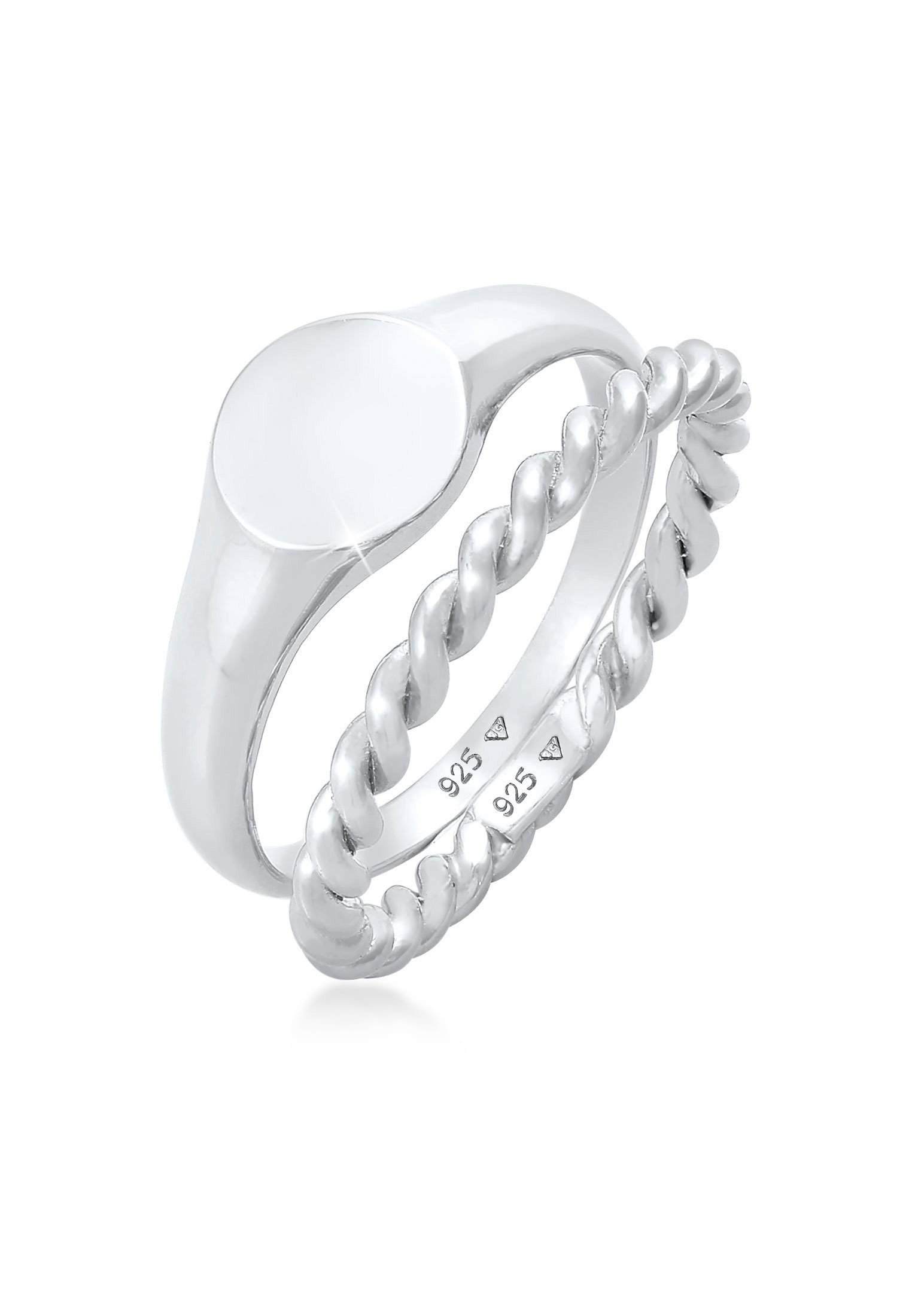 Ring-Set Siegelring Basic Bandring Twist 2er Set 925 Silber