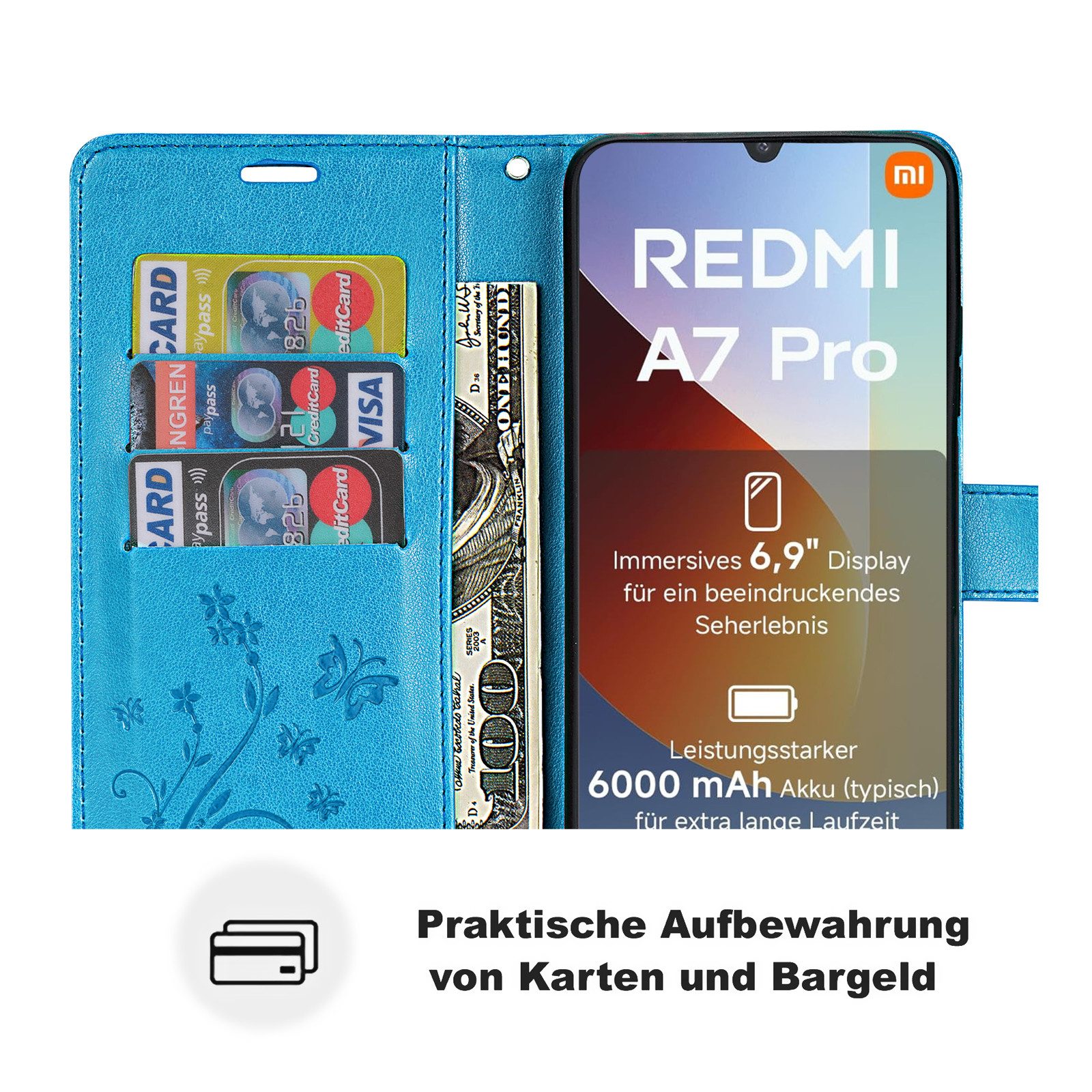 betterfon Handyhülle für Xiaomi Modelle Hülle mit [Kartenfächern], Bookstyle-Hülle: Magnetverschluss 3 Kartenfächer & Standfunktion – Bild 3 von 5