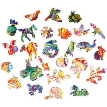 Unidragon Puzzle UNIDRAGON Holzpuzzle Tier – Kostbares Kaninchen – 309 Teile, Puzzleteile