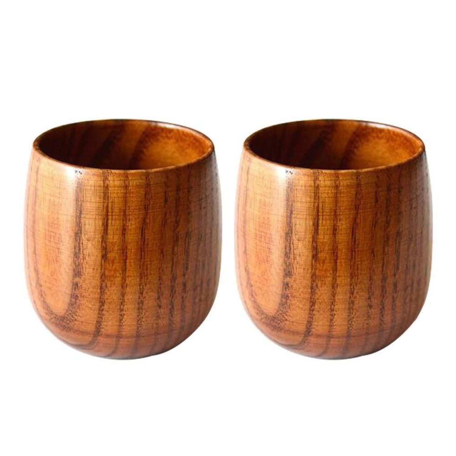 LuxusKollektion Becher Holzbecher Set 2 Stück Jujube Naturholz, Holz