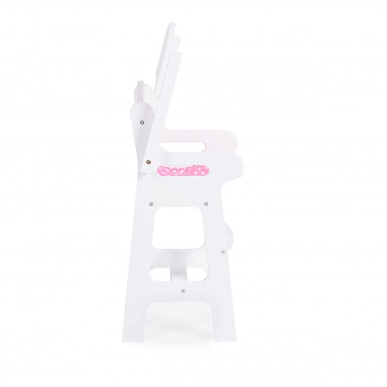 Moni Puppenhochstuhl B012, 46 cm hoch, Polster, Fußstütze, klappbarer Tisch, ab 3 Jahren