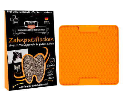 LickiMat Antischlingnapf QCHEFS Mini Soother mit Zahnputzflocken als Zahnpflege Hund!