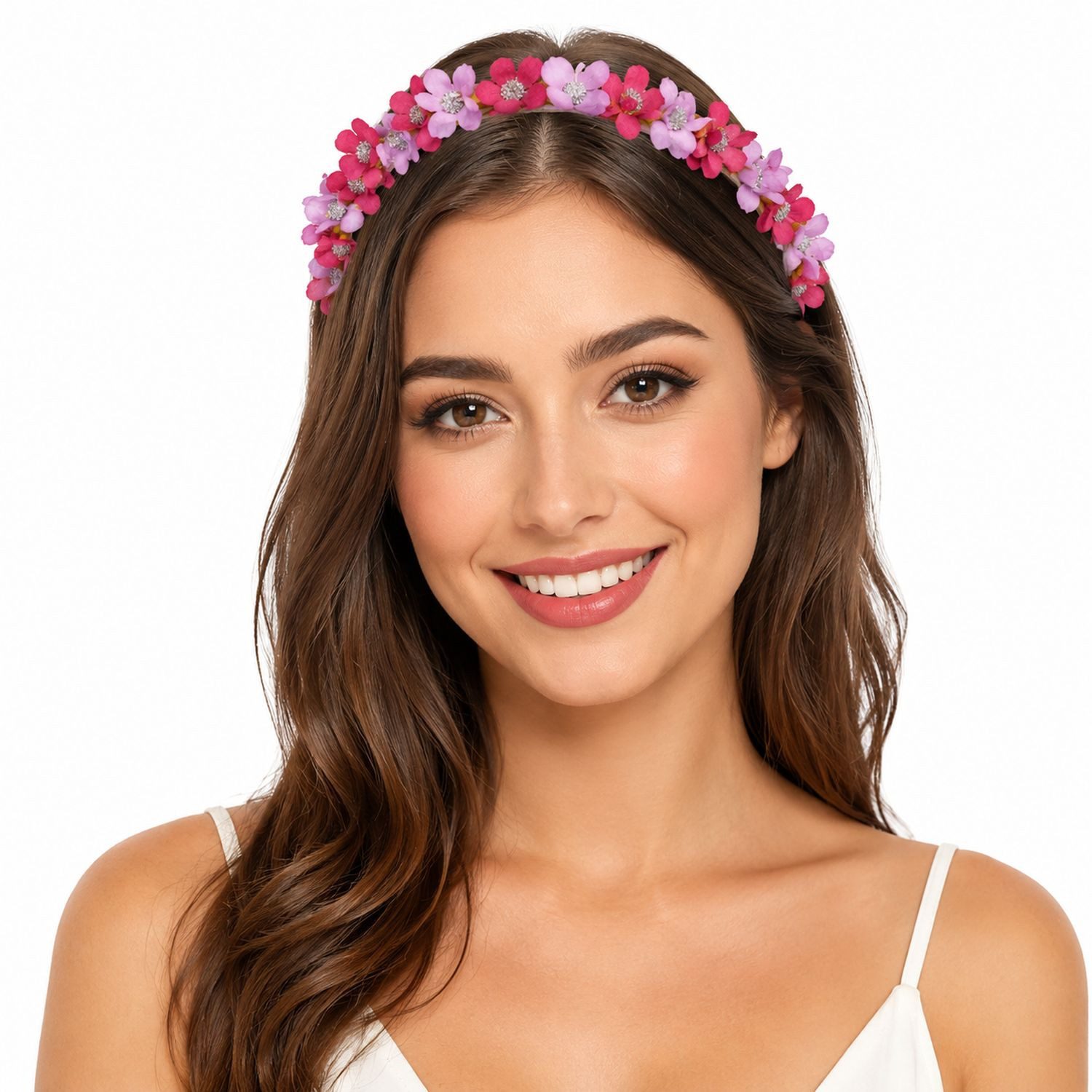 Trachtenland Haarreif Blumen Kranz "Elfe" - Schmaler Blütenkranz Haarschmuck Hochzeit