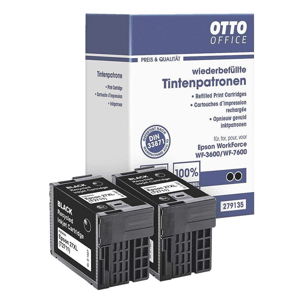 Otto Office  Office T2711 XL Tintenpatrone (Doppelpack, 2-tlg., ersetzt Epson »27 XL (T2711XL)«, schwarz) schwarz (2x)