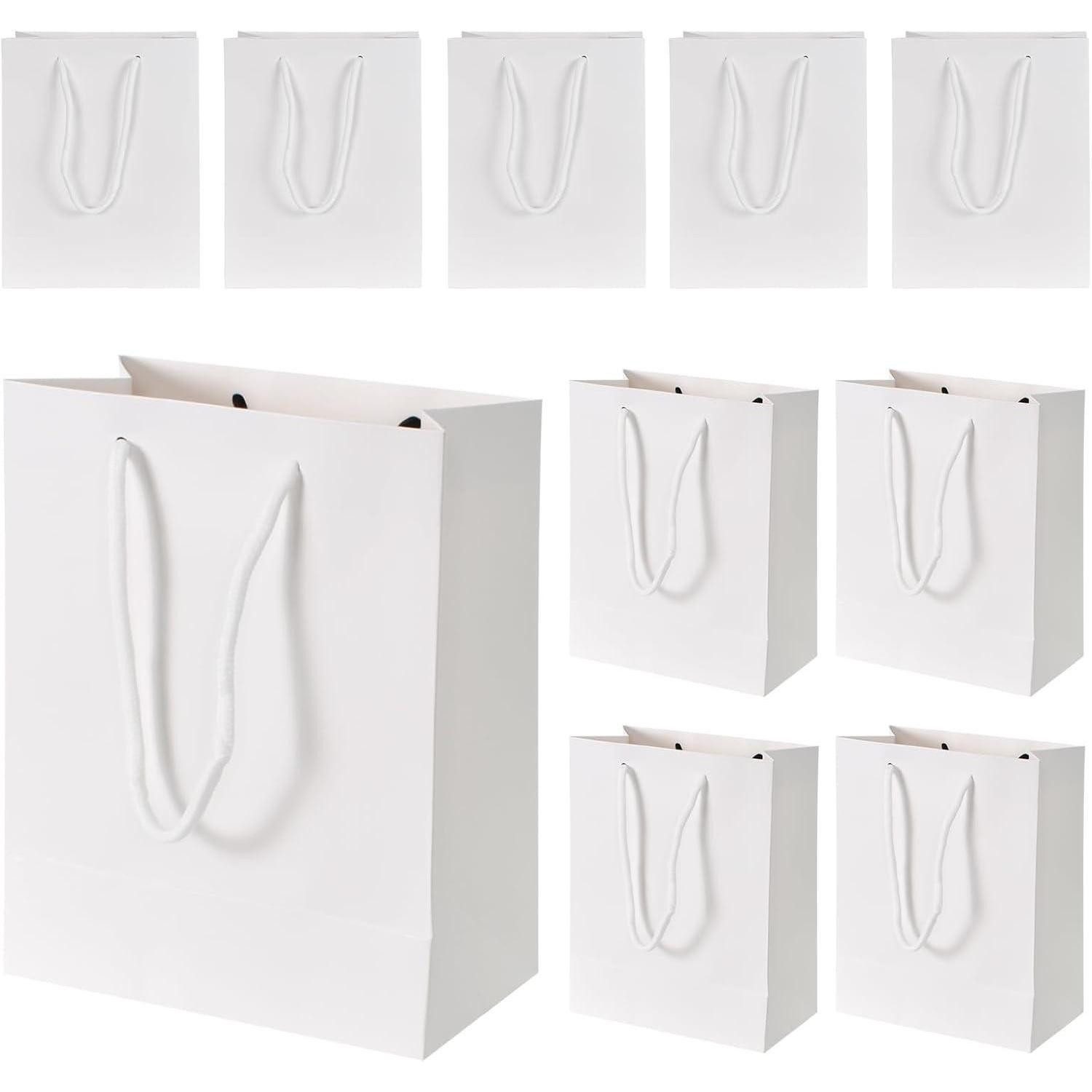 LuxusKollektion Geschenktüten Geschenktüte Kraftpapier 10 Stück Henkel 18x10x23cm Weiß, (10St)