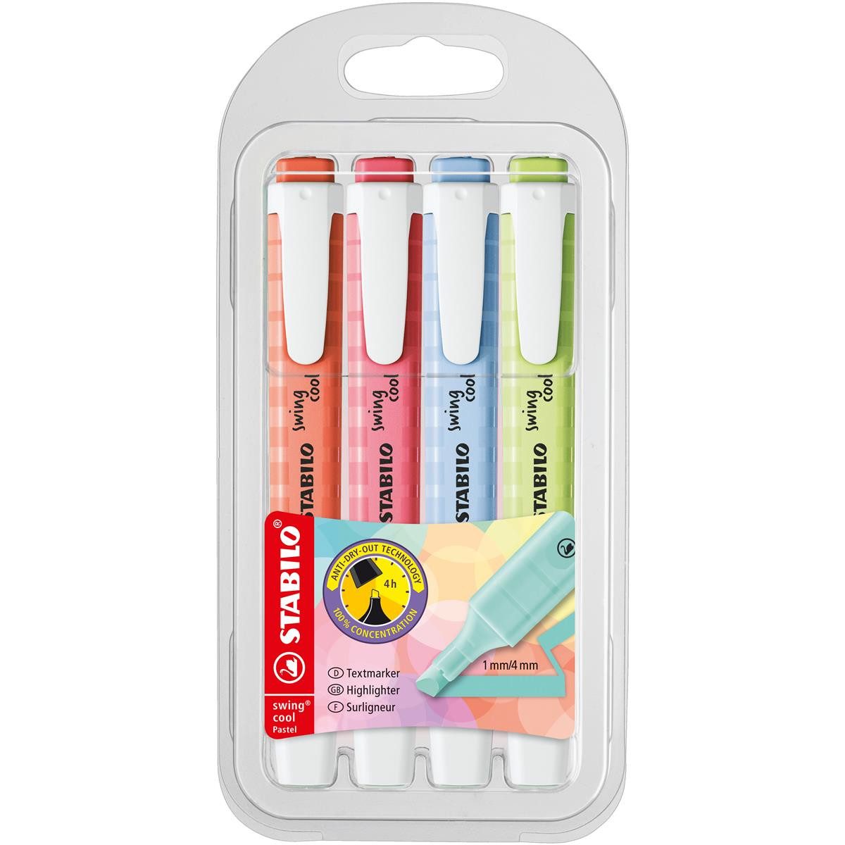 STABILO Marker STABILO swing cool Textmarker - 1+4 mm - pastell - 4er Set 3