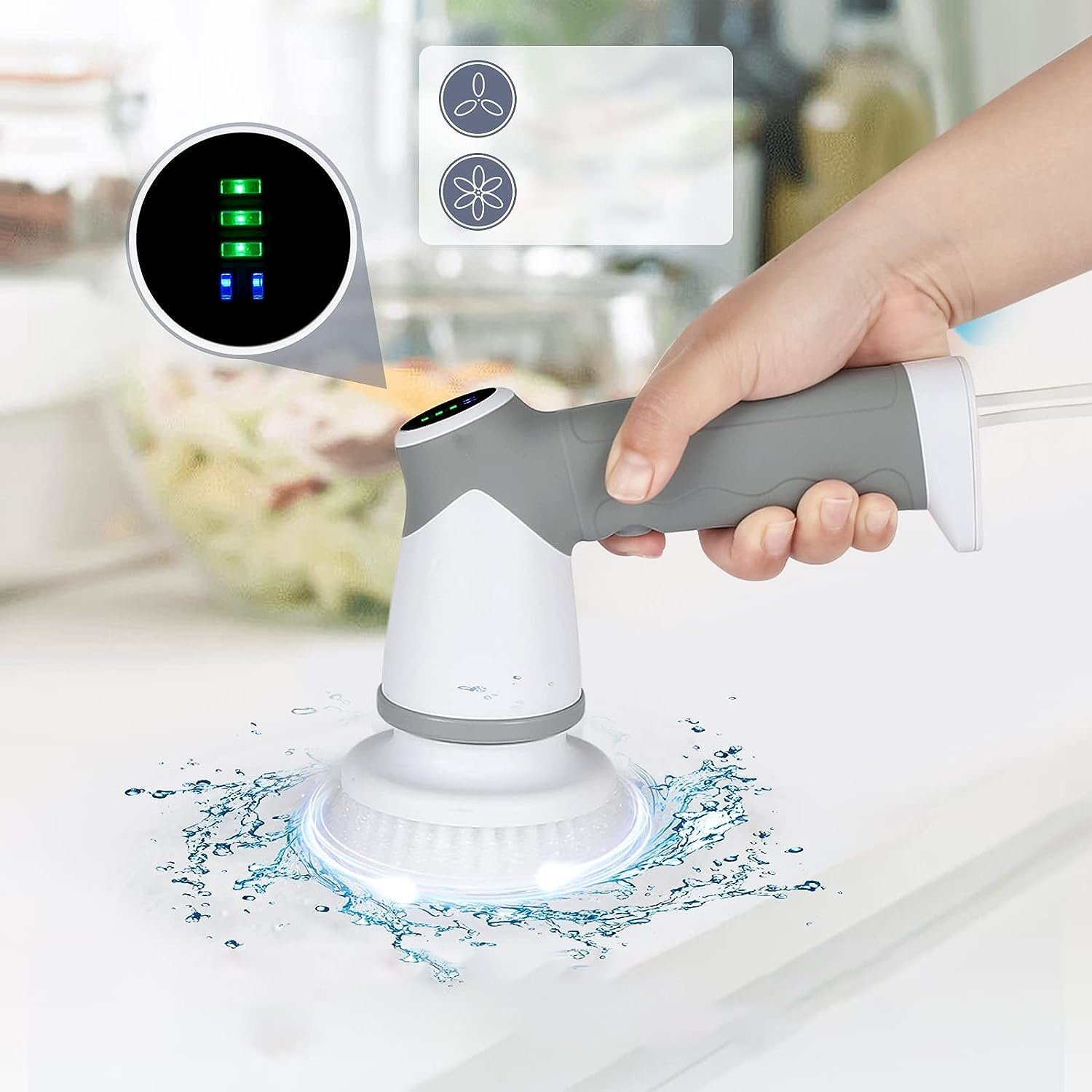 für Haushalt, Reinigungsbürsten-Set Brush Bad Elektrischer Reinigungsbürste, reinigen Bedee Perfekt für und Tiefe für von Reifen-led Scrubber (Spin Schleuderschrubber, Anzeige), 2 1-tlg., Fugen,Cleaning mit elektrische Fliesen,Küche,Grille,Glas Modi