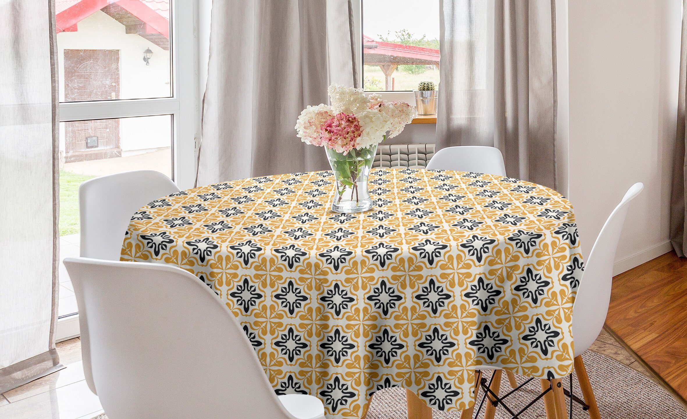 Tischdecke Esszimmer Dekoration, Kreis Abdeckung Tischdecke Mosaik Abakuhaus Mittelmeer-Blumen-Formen Küche für