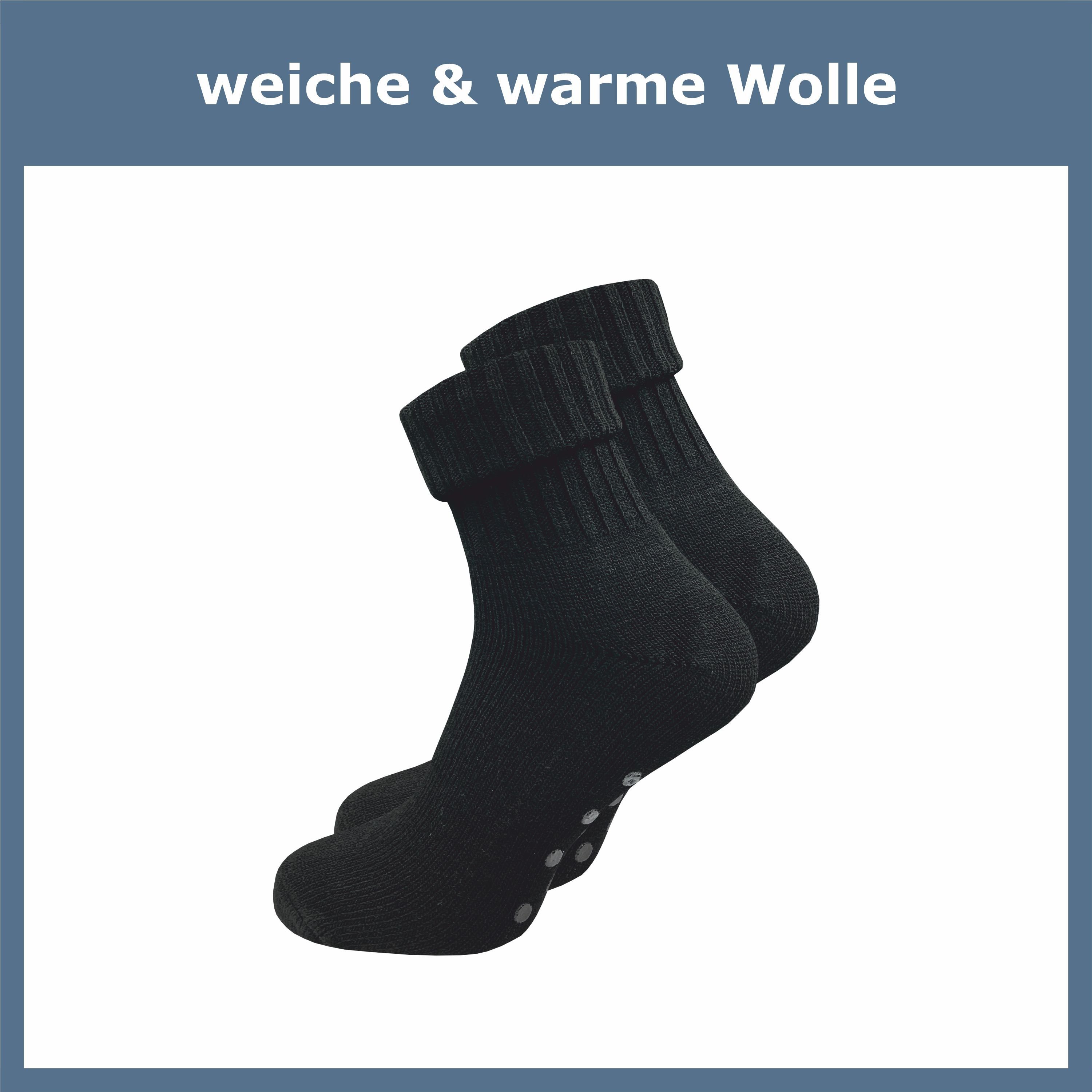 Weiche Damen extra Noppen für schwarz Füße, Stoppersocken Paar) Socken Rutschfeste GAWILO & mit warme Wolle aus Hausschuhsocken, kuschlige (2 für ABS-Socken
