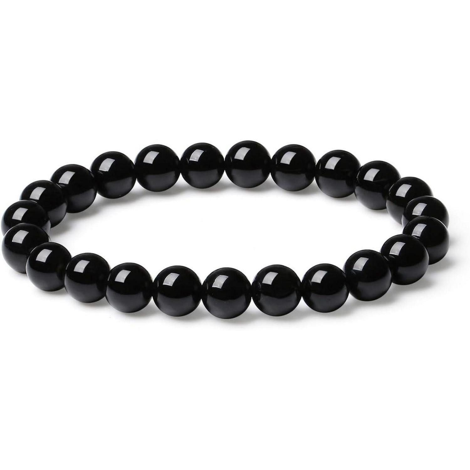 LuxusKollektion Perlenarmband Kristall Armband Perlenarmband Naturstein Obsidian 8mm Größe