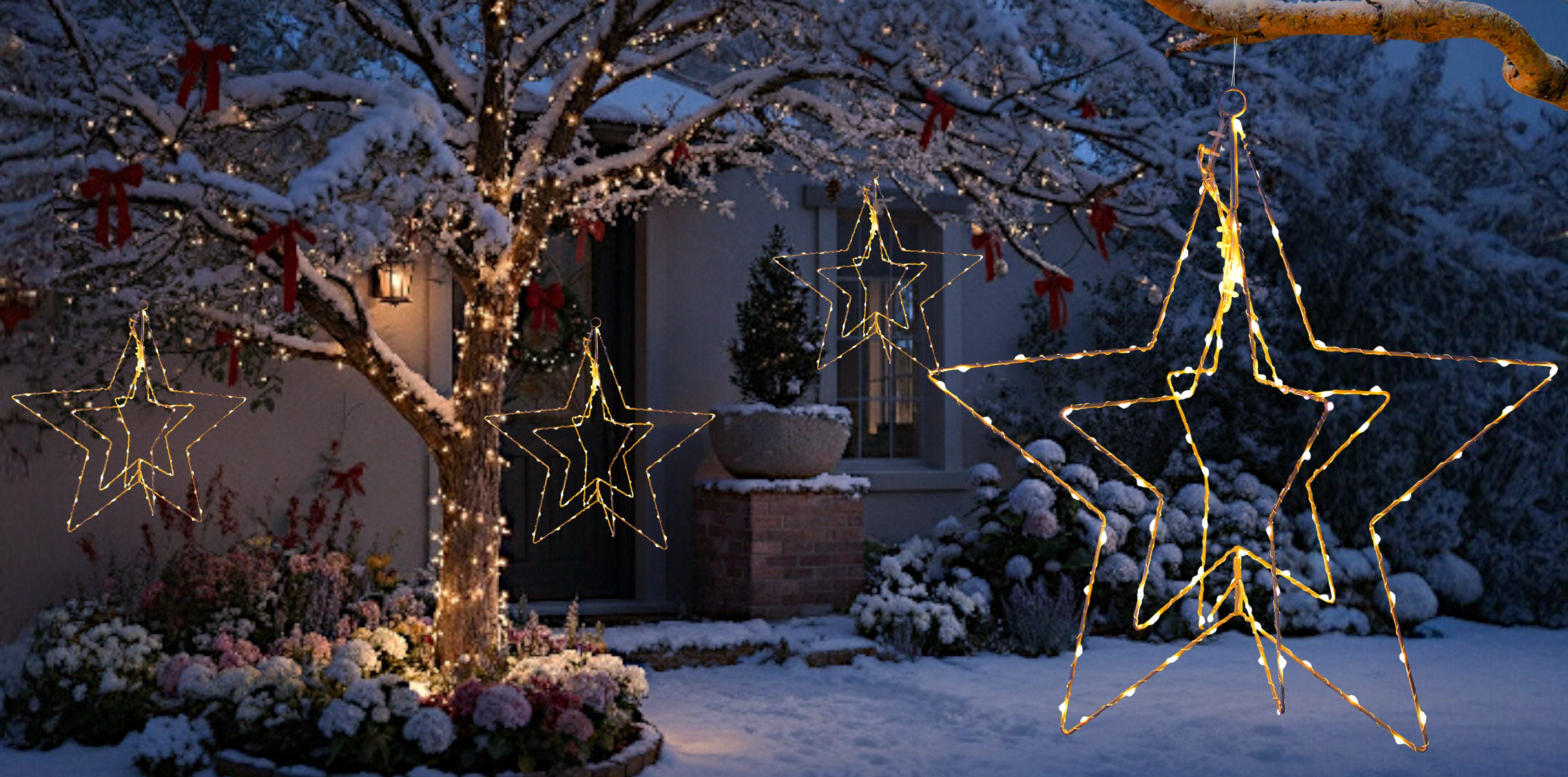 Arnusa LED Stern Leuchtstern Weihnachtsstern zum Aufhängen 45cm mit Timer 90 LED Deko, Ein und Aus, LED, warmweiß, zum Hängen Weihnachtsbeleuchtung warmweiß